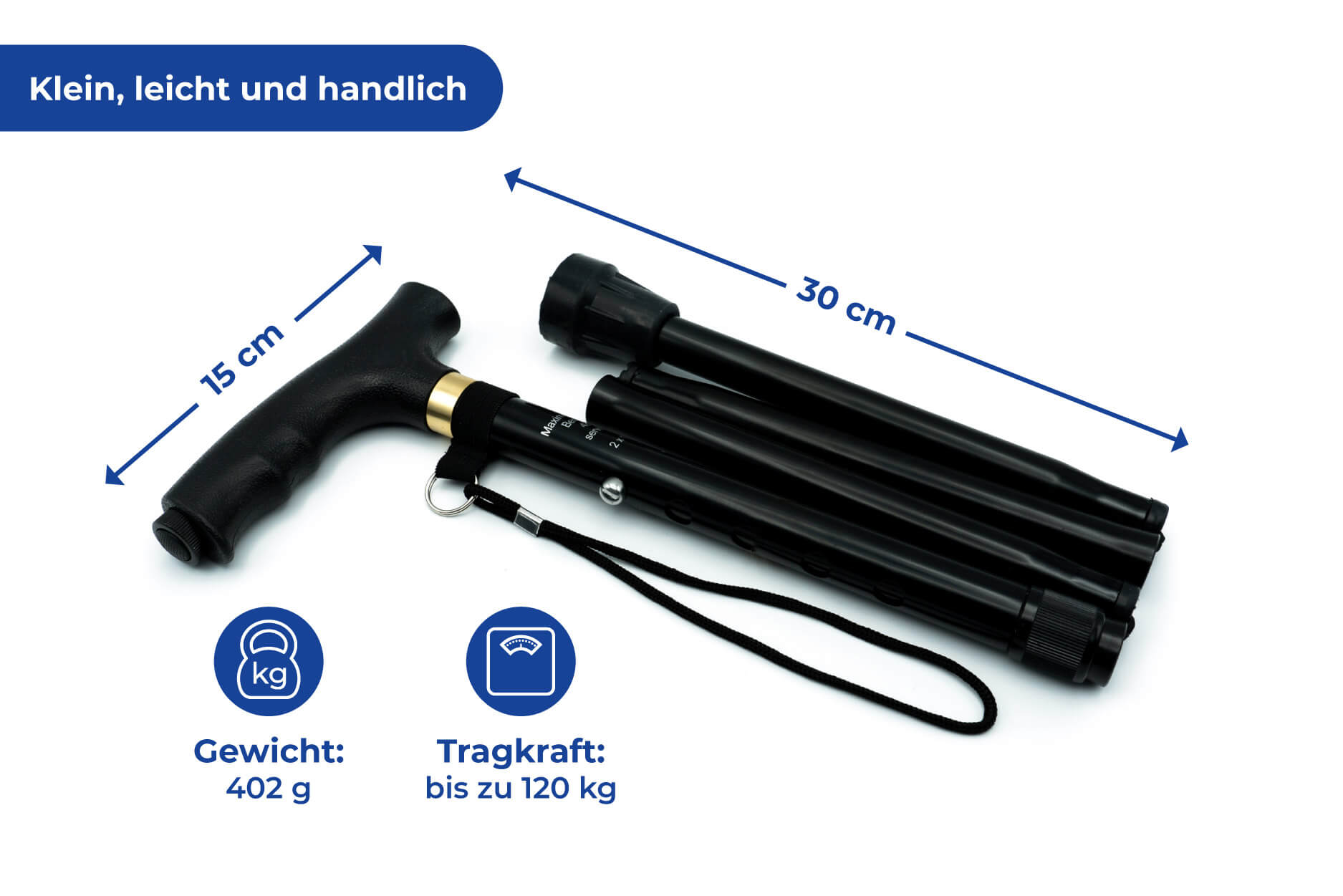 Spazierstock faltbar mit LED-Licht Spazierstock faltbar mit LED-Licht