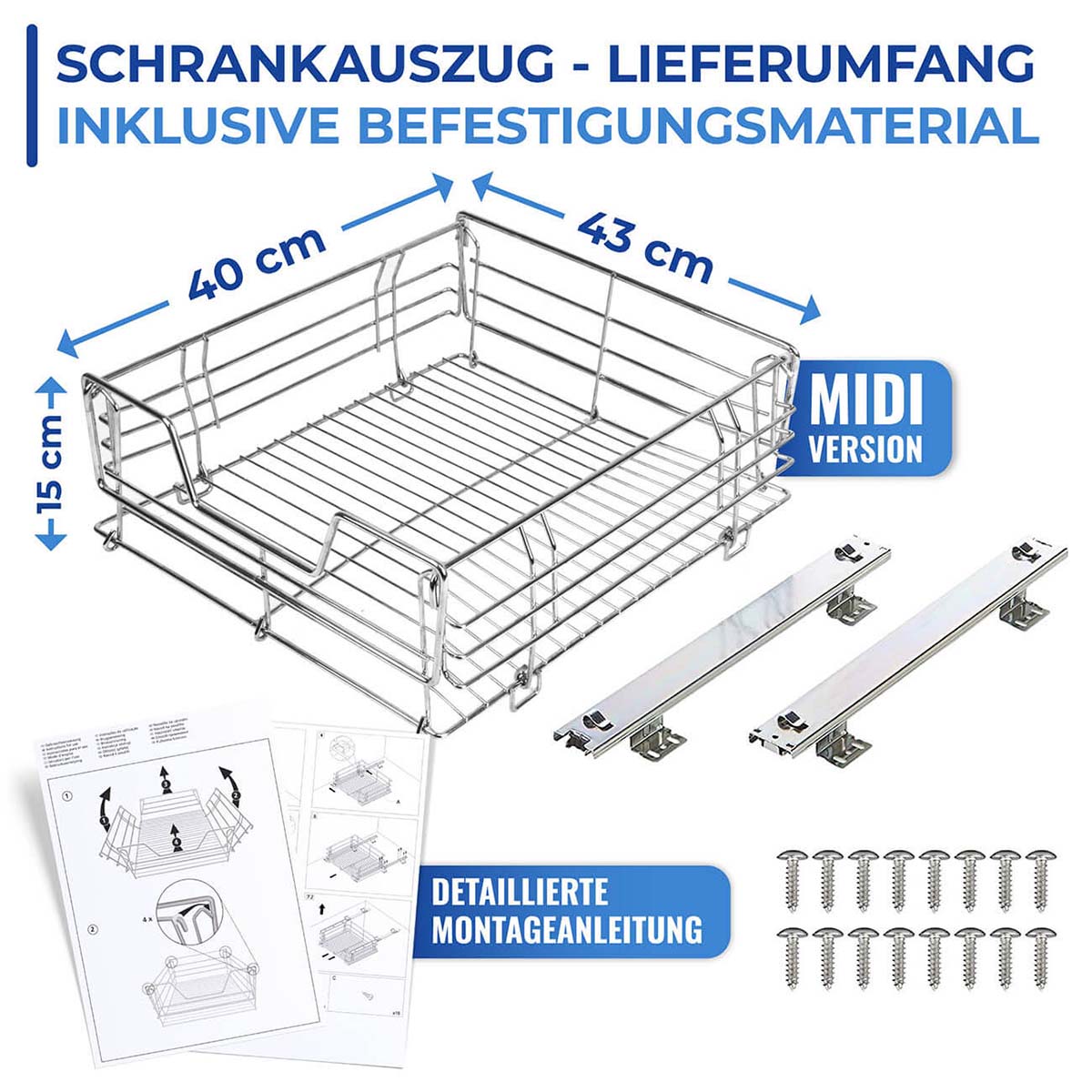 Schrankauszug Midi, ausziehbare Ablage Schrankauszug Midi, ausziehbare Ablage
