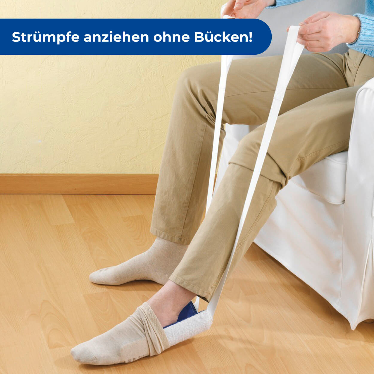 2in1-Set: Anziehhilfe für Strümpfe und stützende Socken im 10er Set