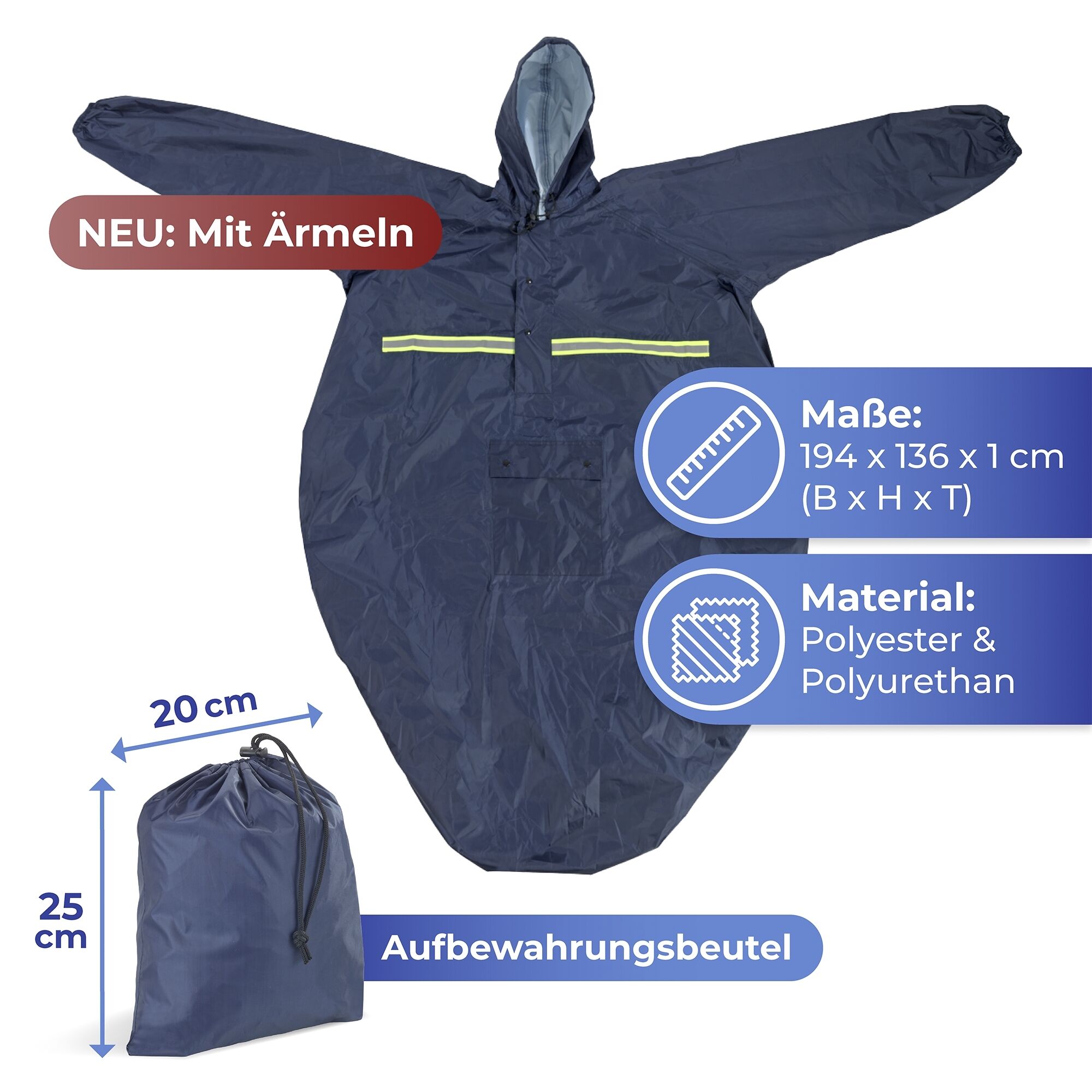 Rollstuhl-Regencape mit Ärmeln Rollstuhl-Regencape mit Ärmeln