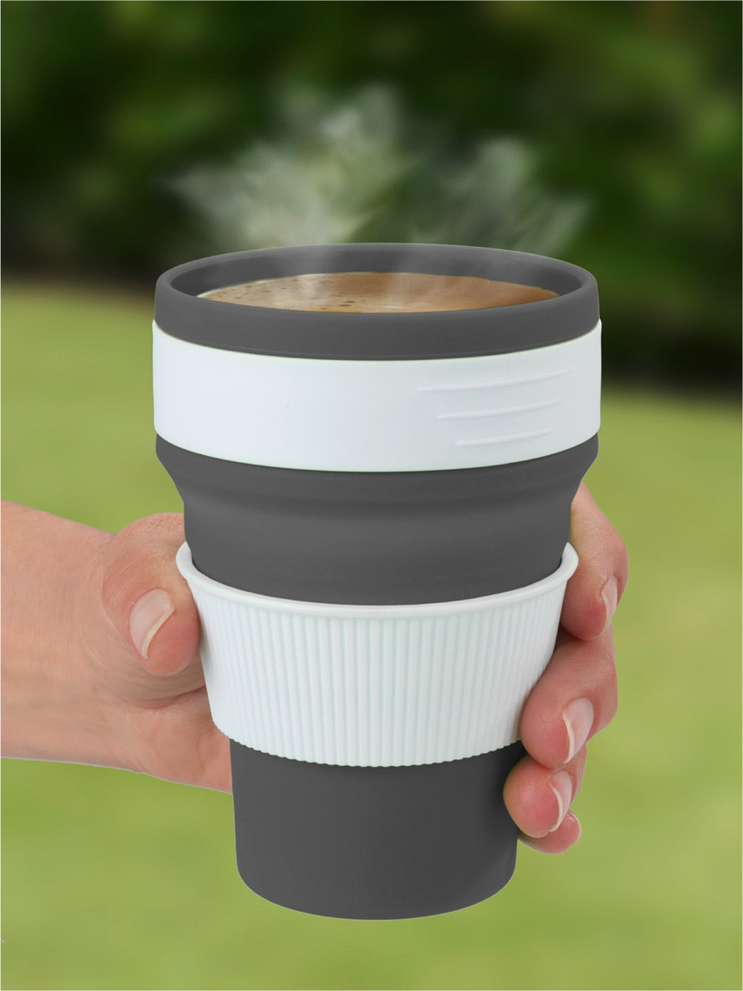 Faltbarer Silikon Coffee-to-go-Becher, 2er Set Faltbarer Silikon Coffee-to-go-Becher, 2er Set