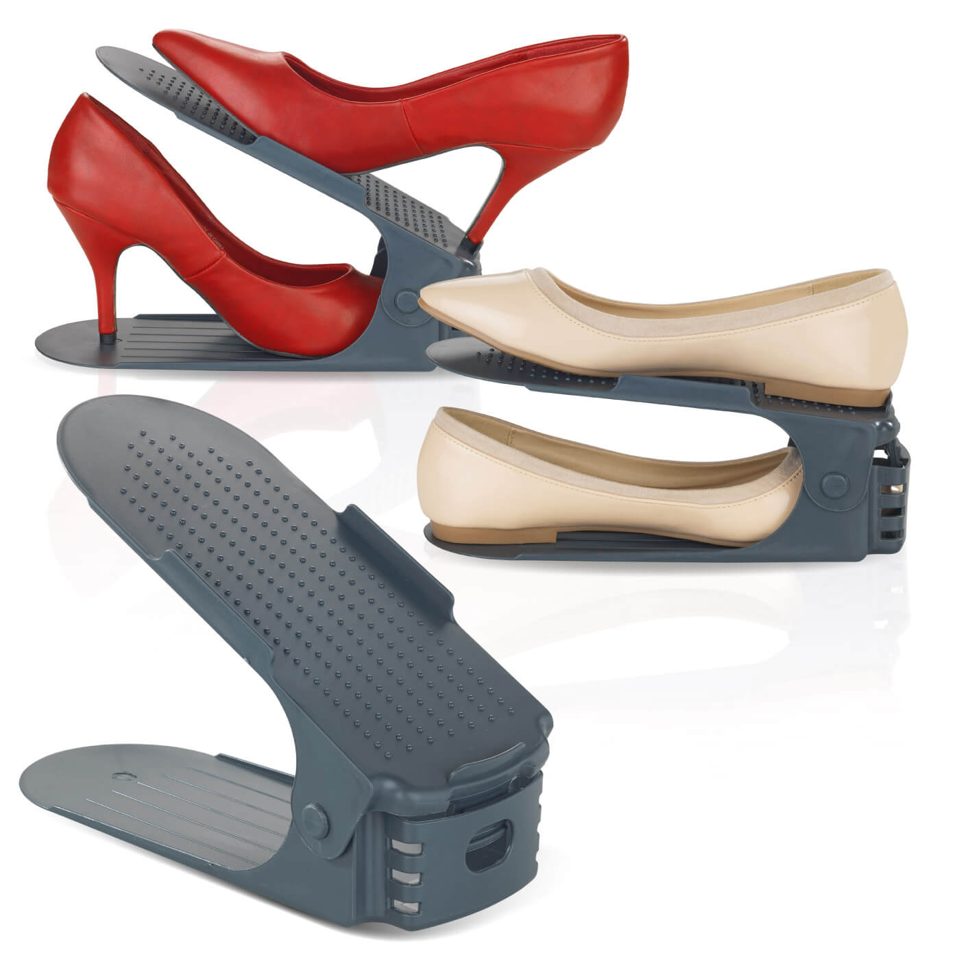 Schuhhalter höhenverstellbar grau 8er Schuhhalter höhenverstellbar grau 8er