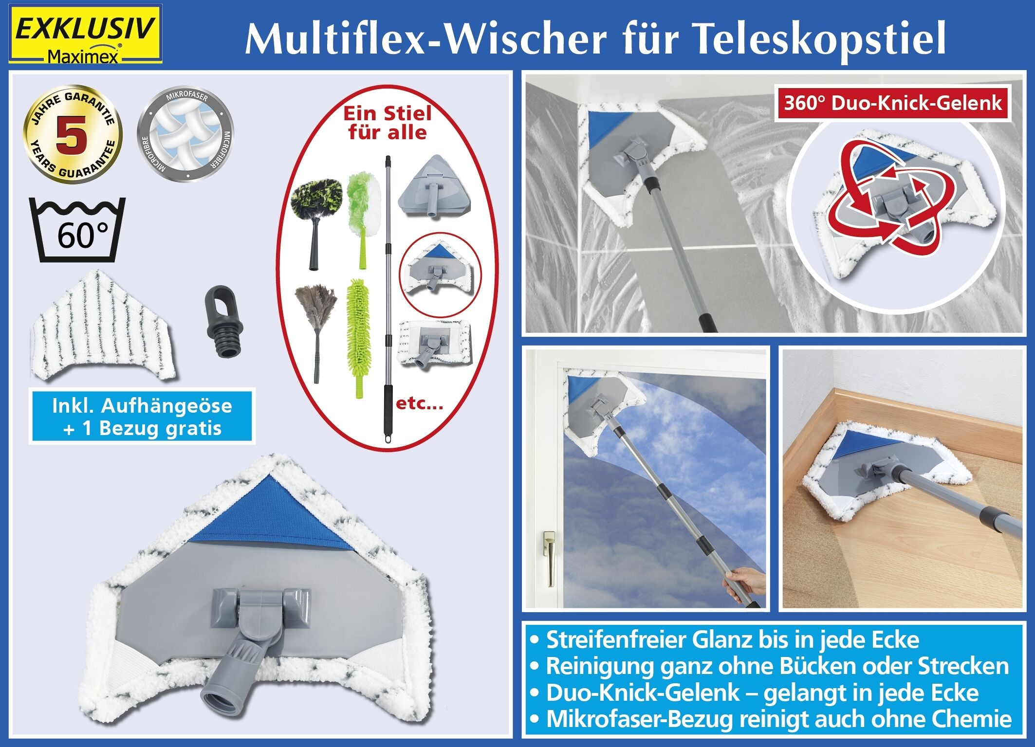 Multiflex-Wischer inkl. 2 Bezüge Multiflex-Wischer inkl. 2 Bezüge