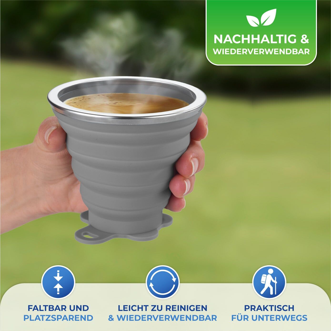 Faltbarer Silikon To-Go-Becher, 250 ml