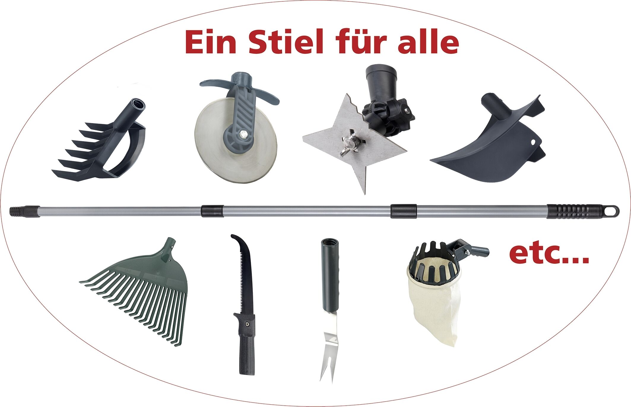 Gartenhacke & Kultivator für Teleskopstiel 2in1