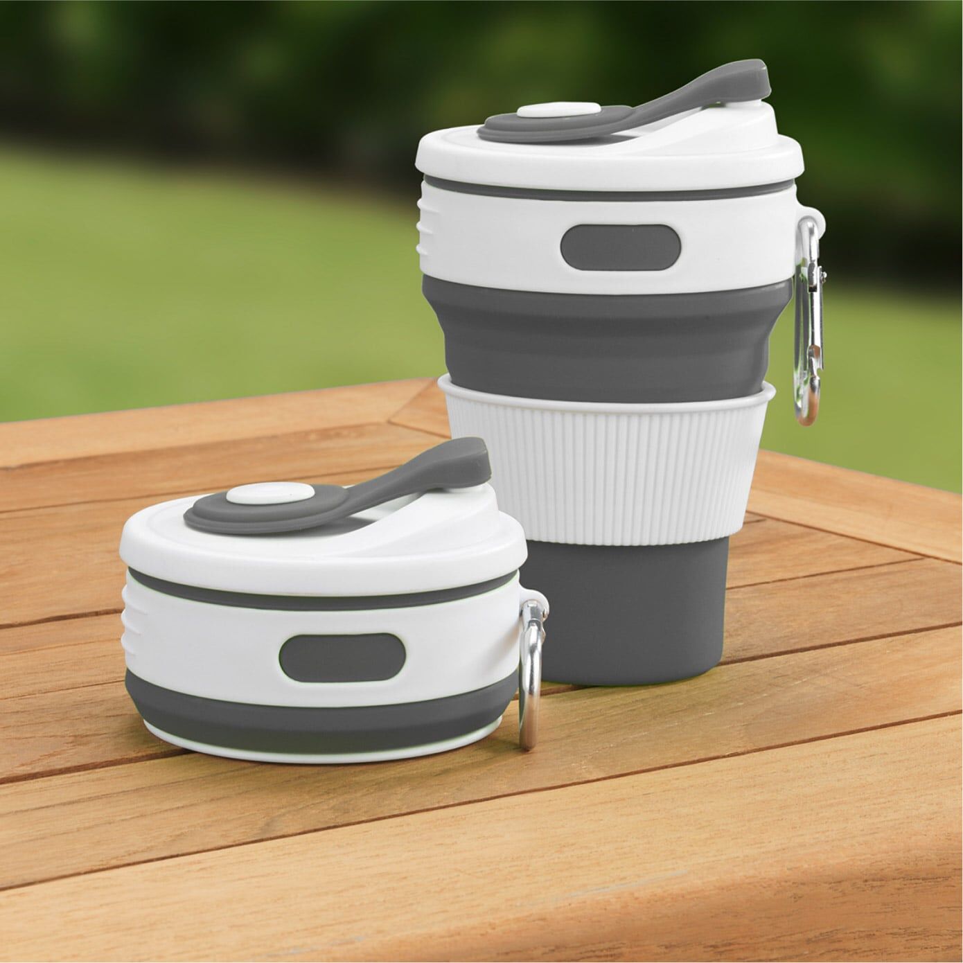 Faltbarer Silikon Coffee-to-go-Becher, 2er Set Faltbarer Silikon Coffee-to-go-Becher, 2er Set