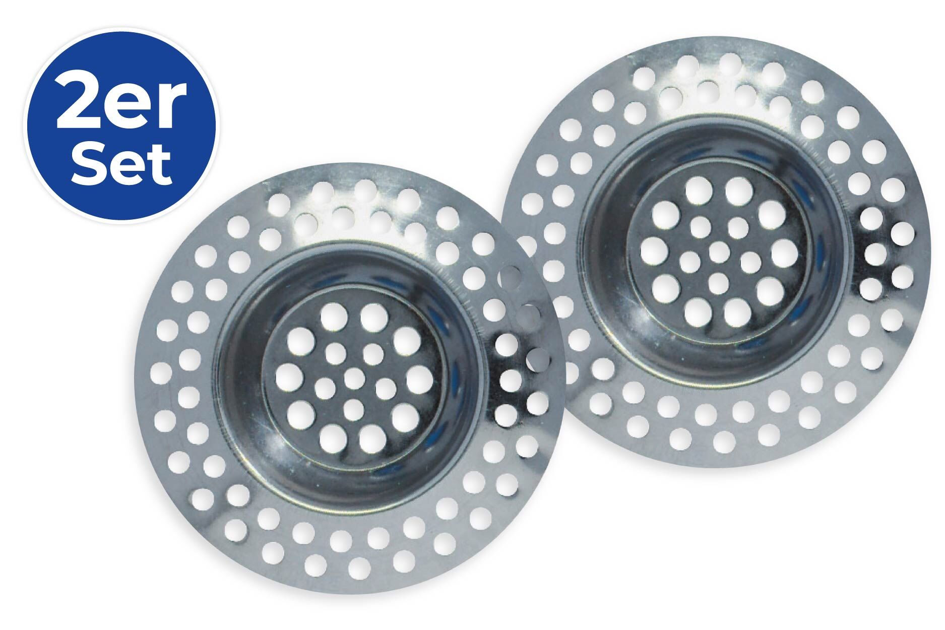 Abfluss-Sieb Edelstahl 2er Set, rostfrei Abfluss-Sieb Edelstahl 2er Set, rostfrei