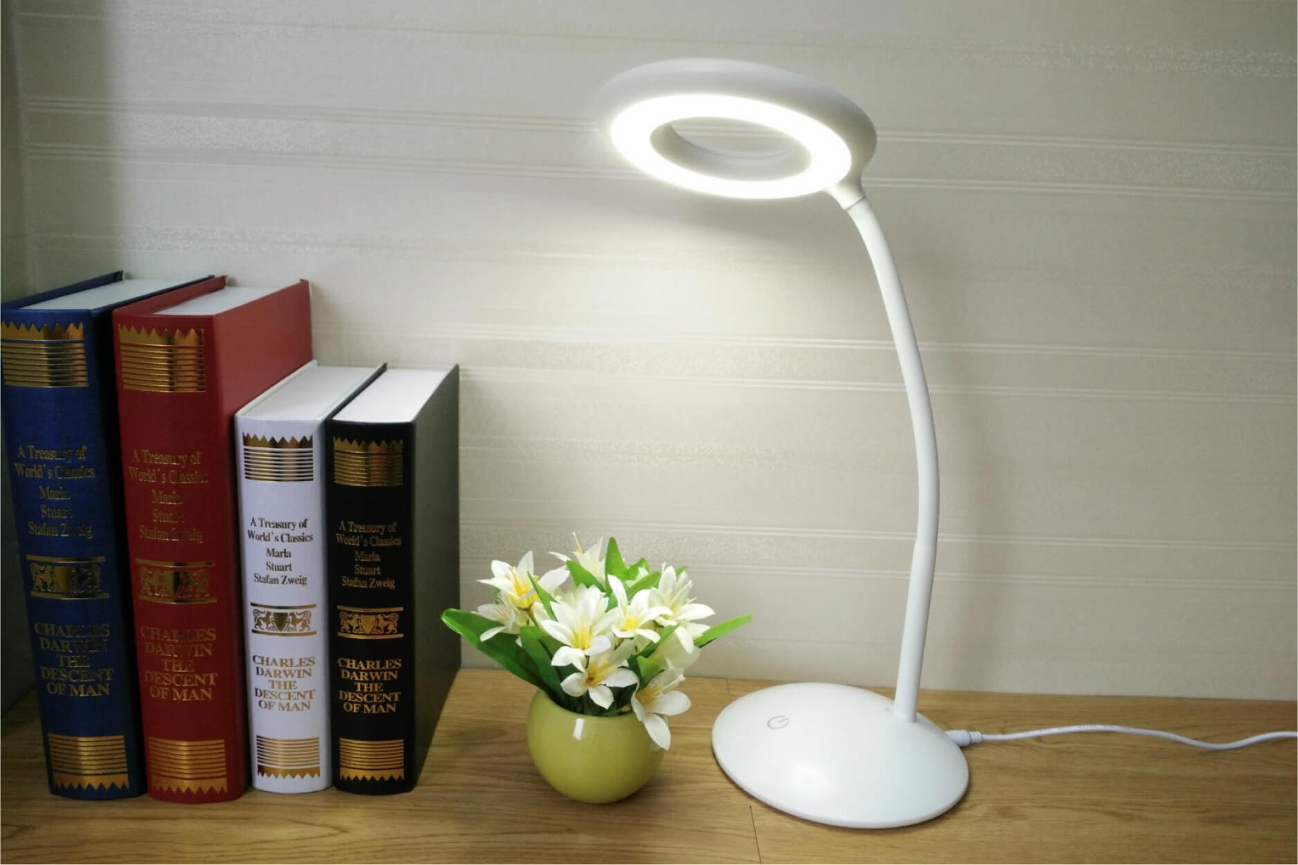 LED Schreibtischlampe mit Lupe 8-fach vergrößernd, weiß