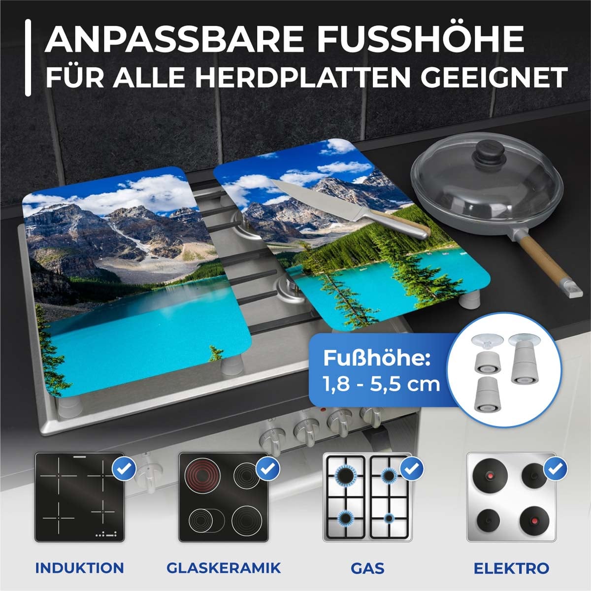 Herdabdeckplatte Universal Bergsee 2er Set, für alle Herdarten