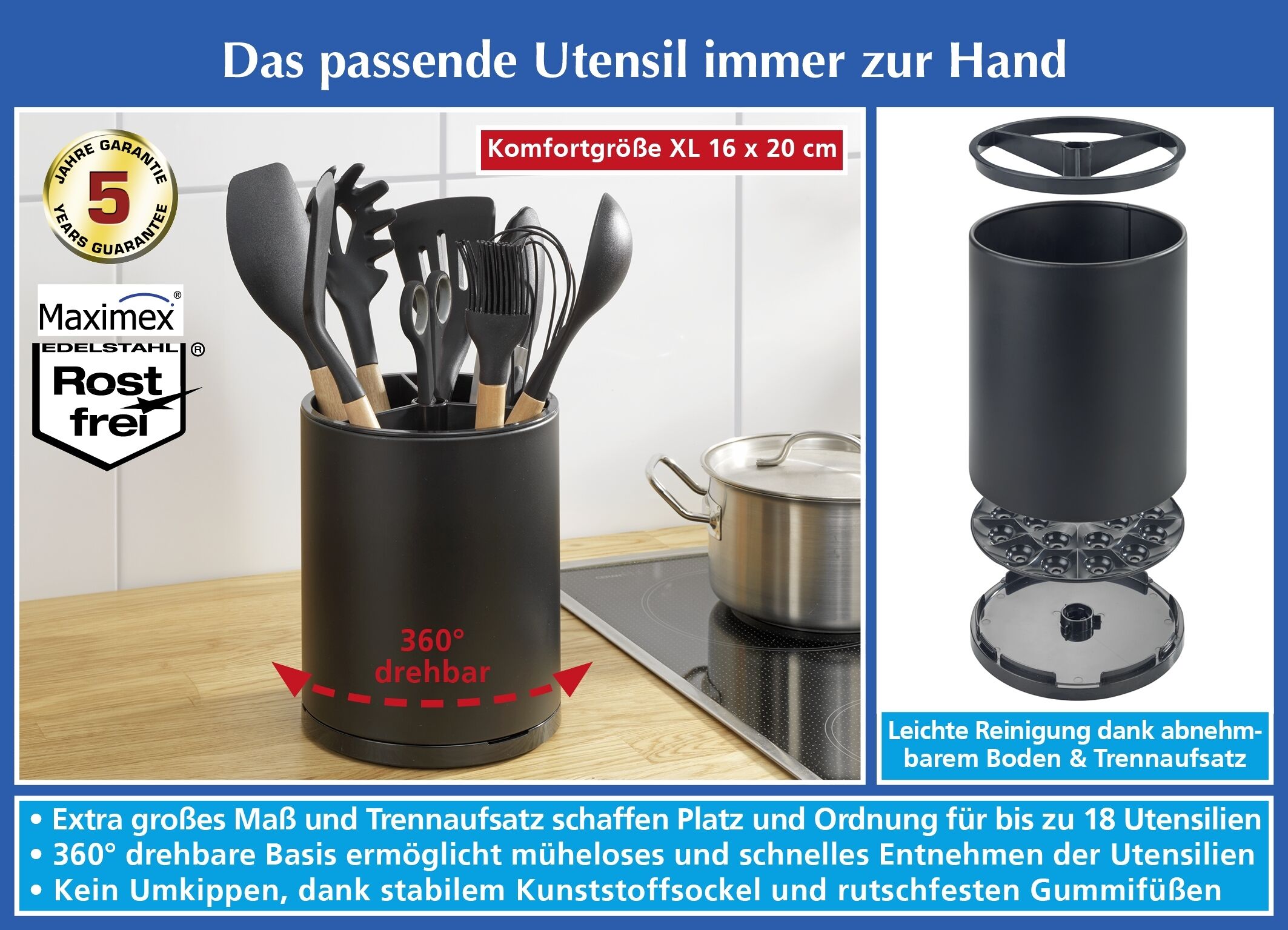 Utensilienhalter Premium XL, schwarz