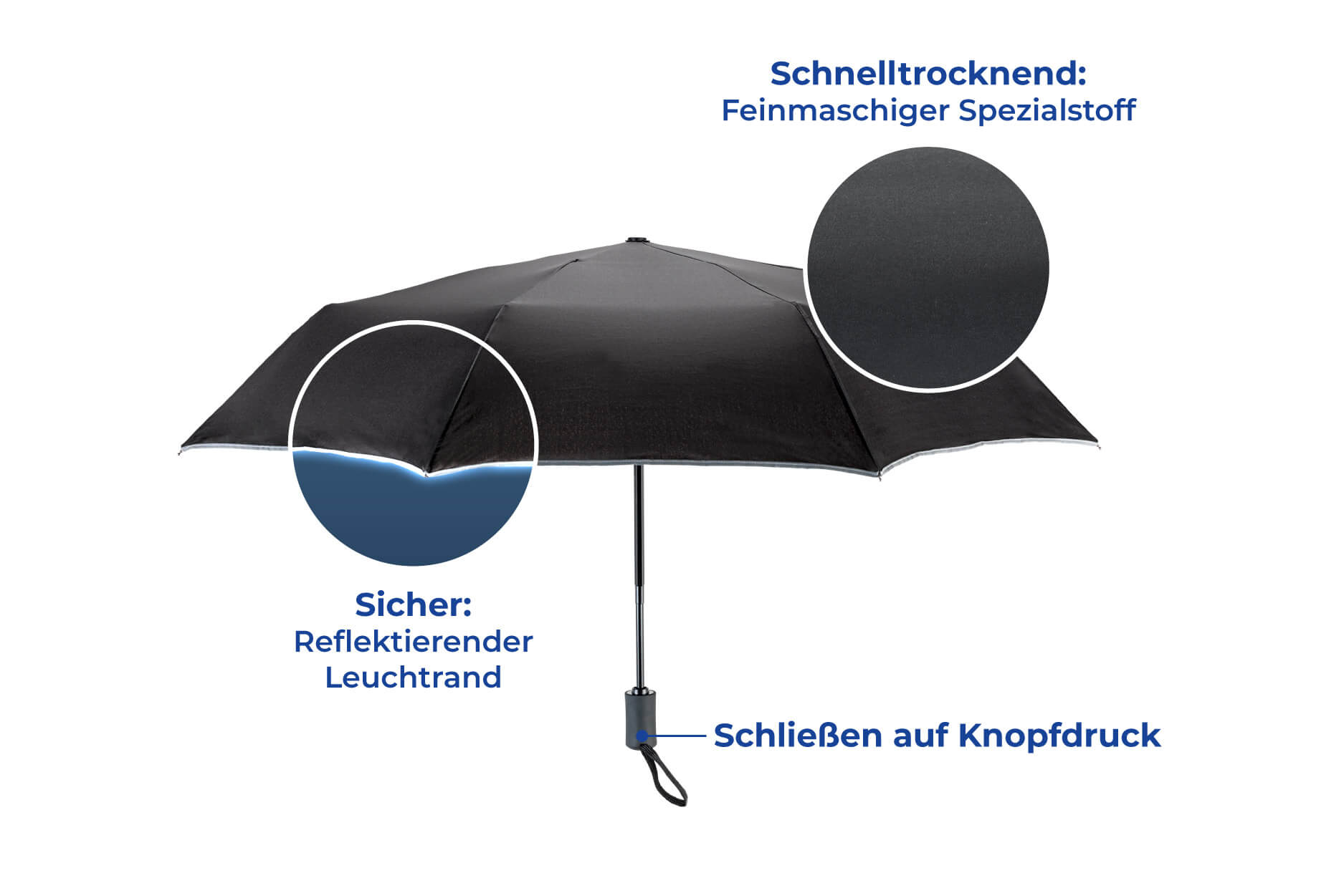 Maximex Sturm-Regenschirm REFLEKTA, Sturmfester Schirm mit extra stabiler  Stange