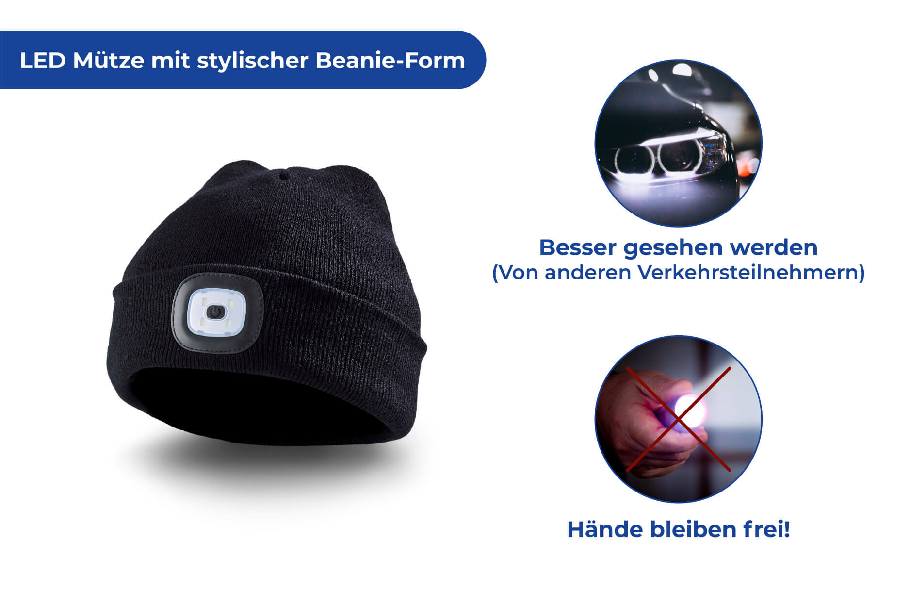 Beanie Mütze mit LED Licht