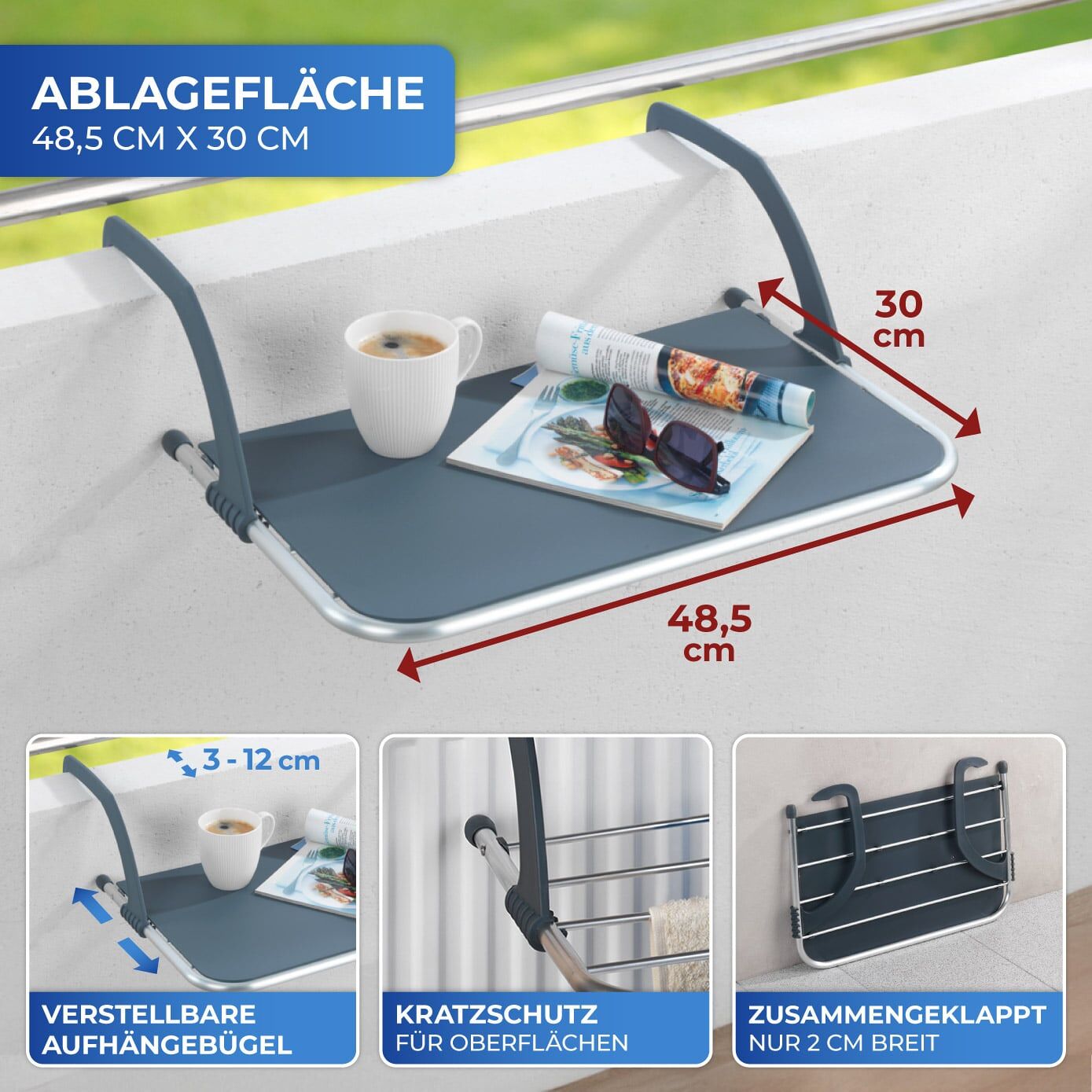 Balkon-Hängetisch 2in1