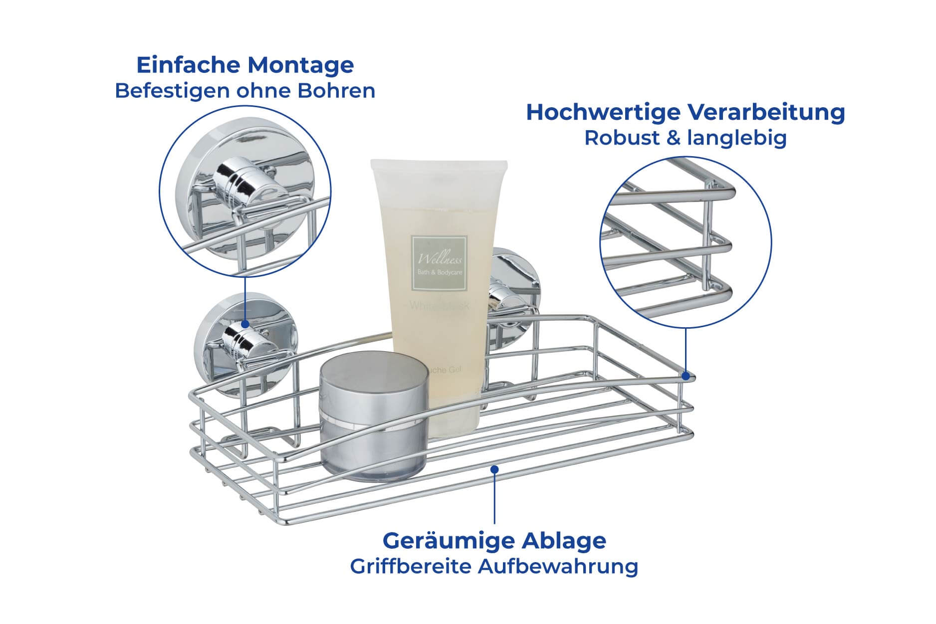 Vacuum-Loc® Wandablage, Befestigen ohne bohren
