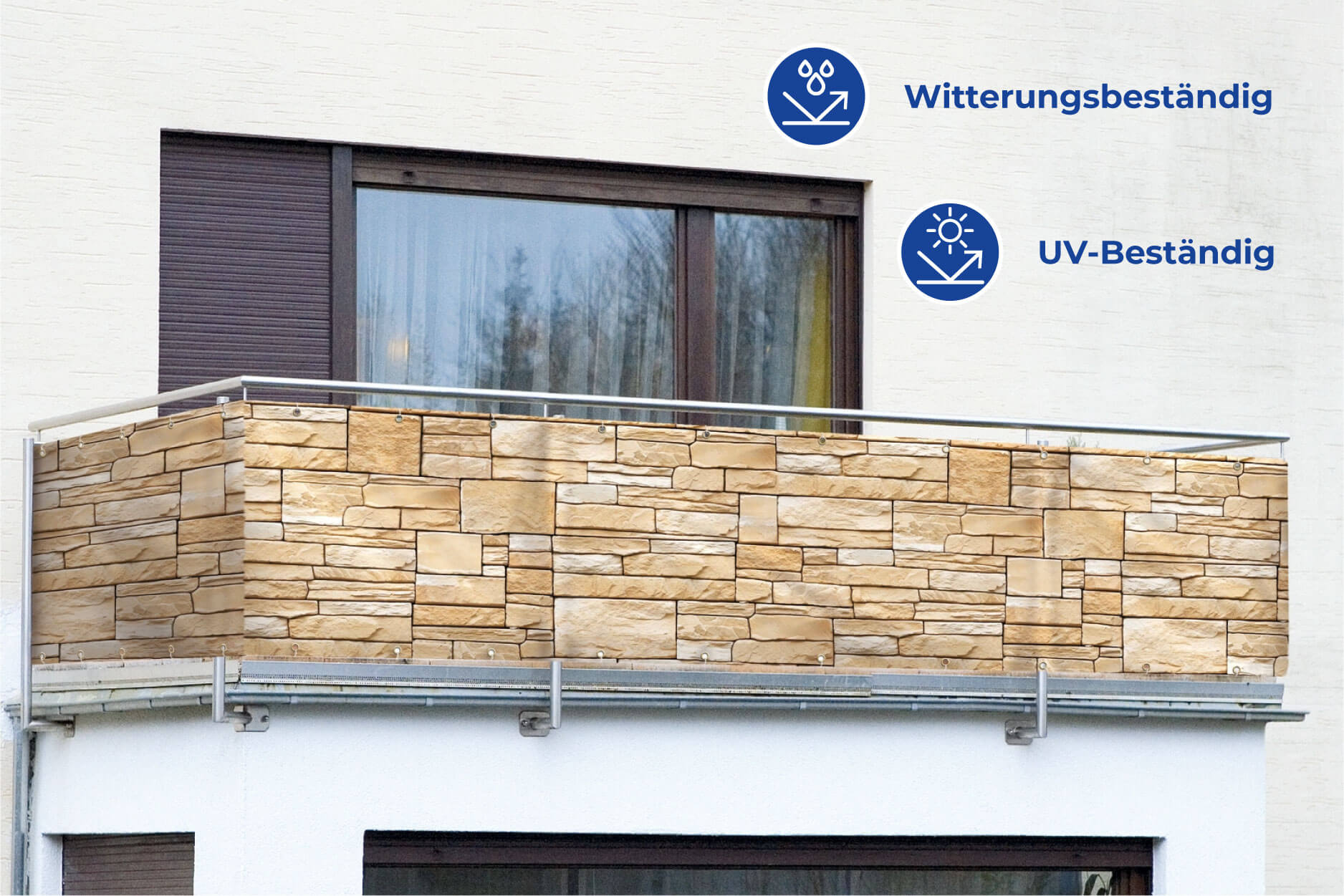 Balkon-Sichtschutz Mauer, 5 m