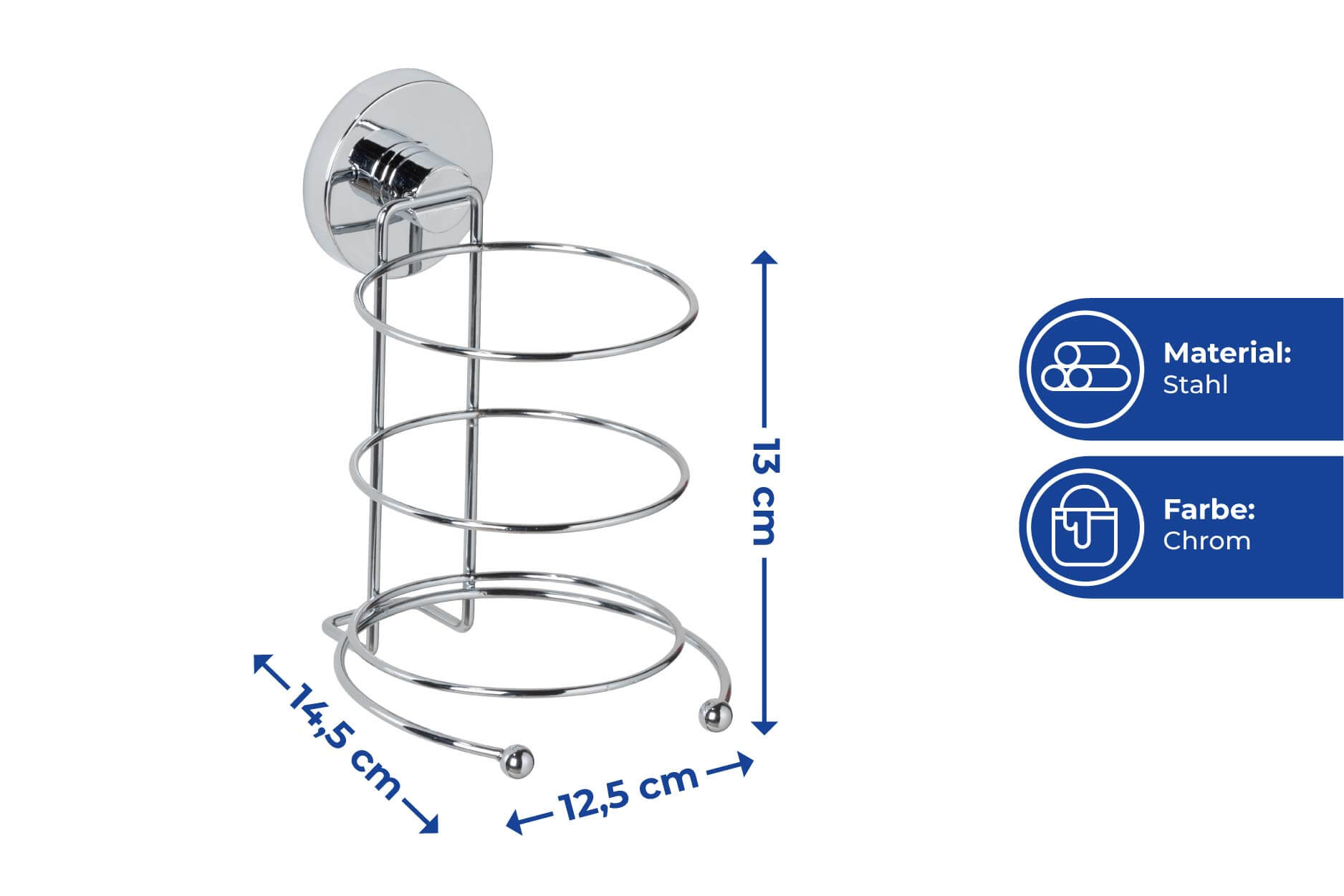 Vacuum-Loc® Haartrocknerhalter, Befestigen ohne bohren Vacuum-Loc® Haartrocknerhalter, Befestigen ohne bohren