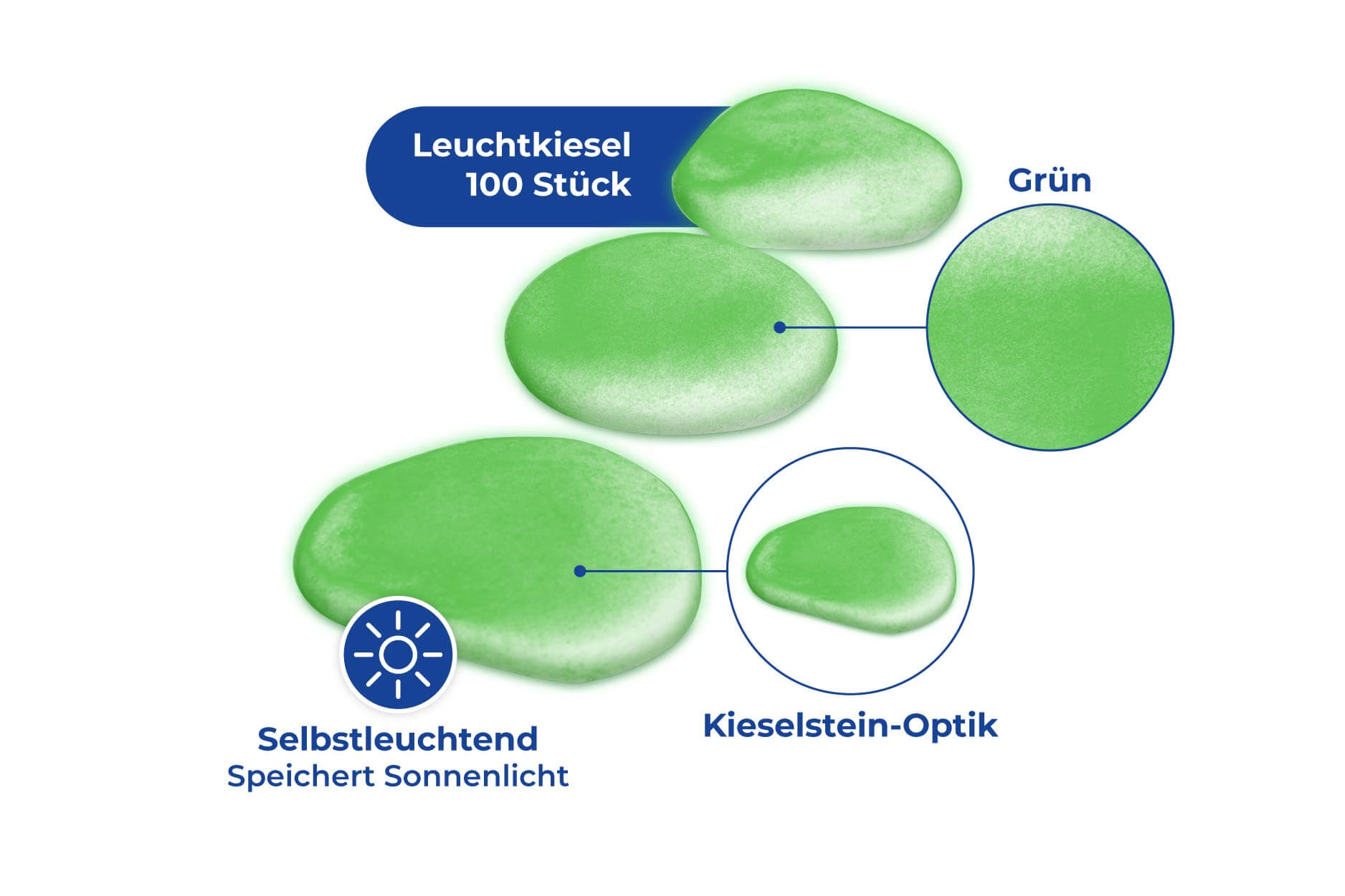 Leuchtkiesel Colori Grün, 100 Stk.