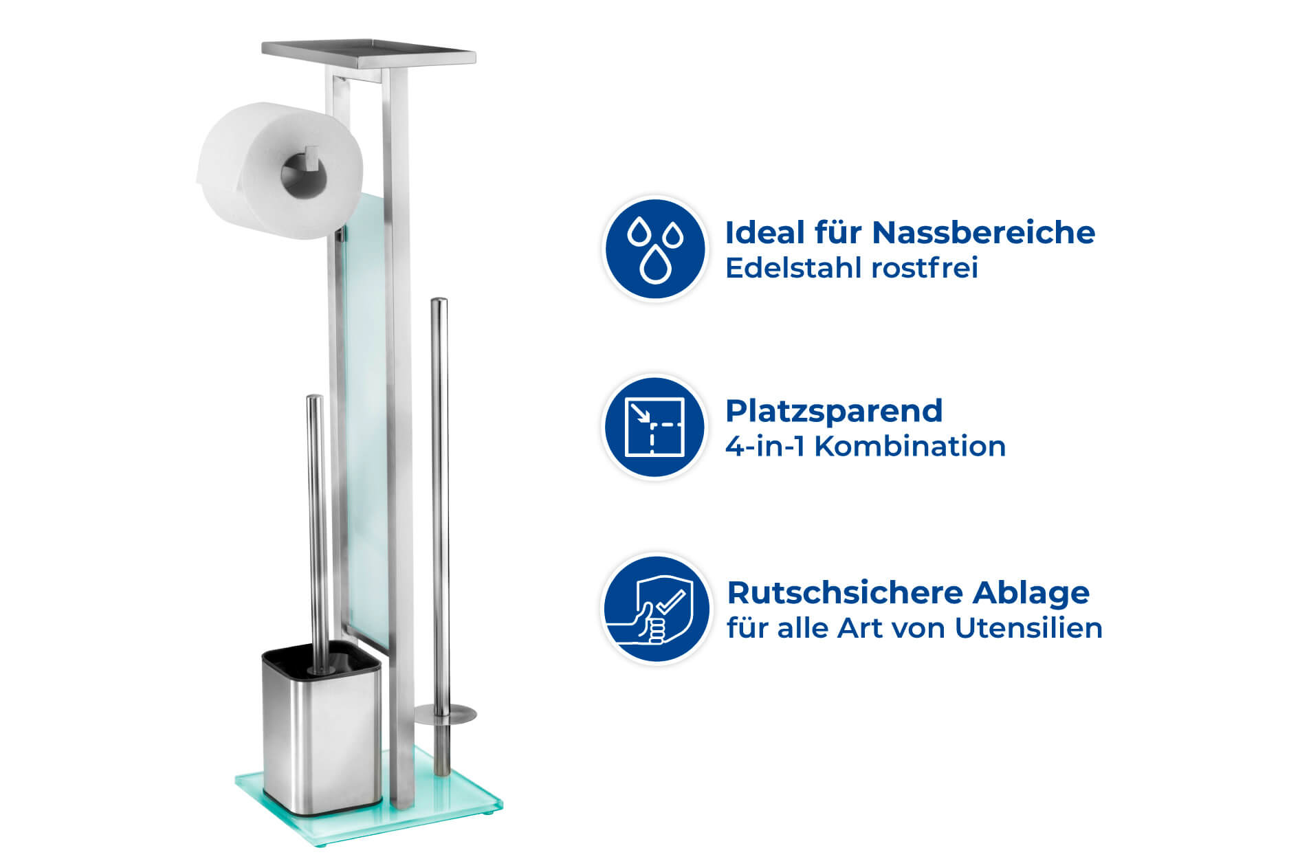 Stand WC-Garnitur Debar mit Ablage Edelstahl, rostfrei