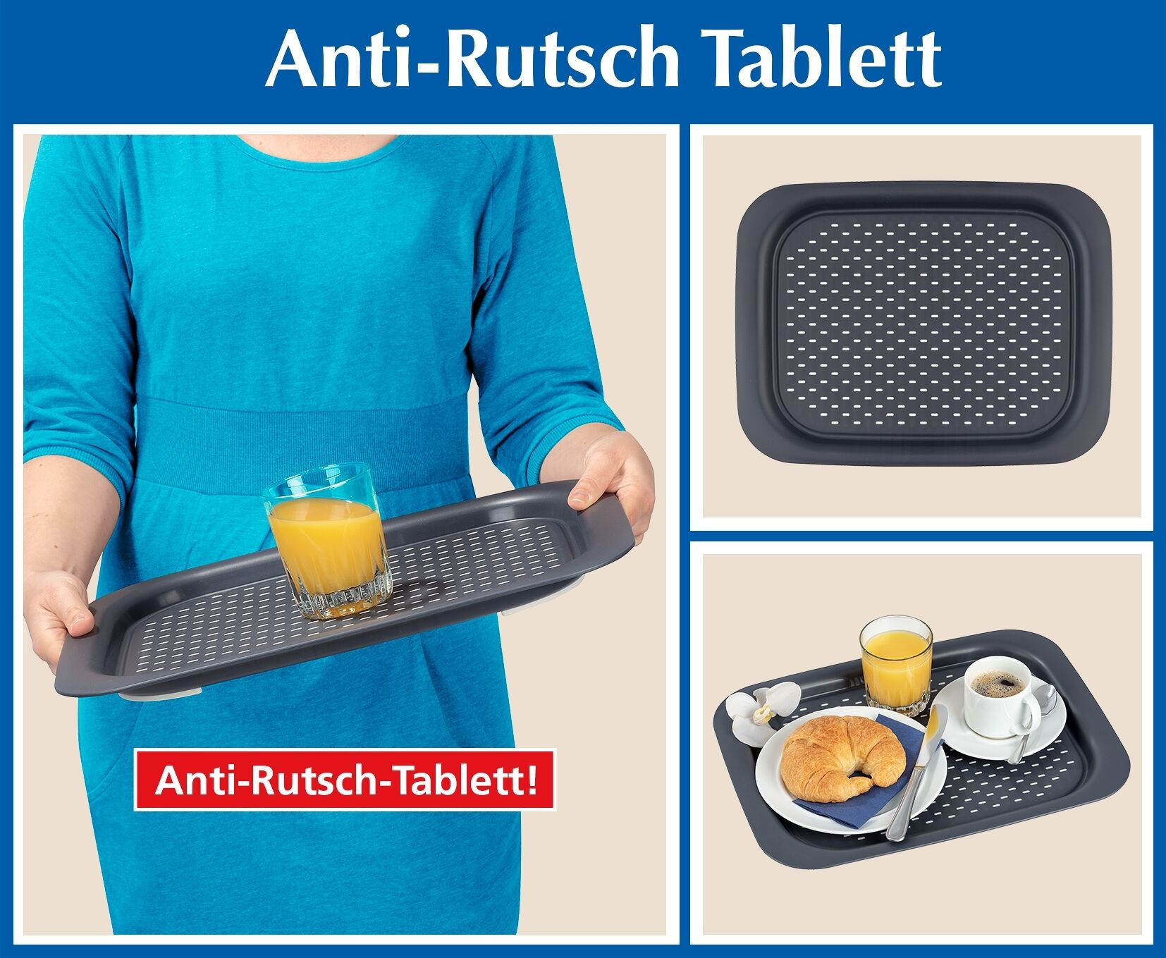Anti-Rutsch Tablett Anthrazit