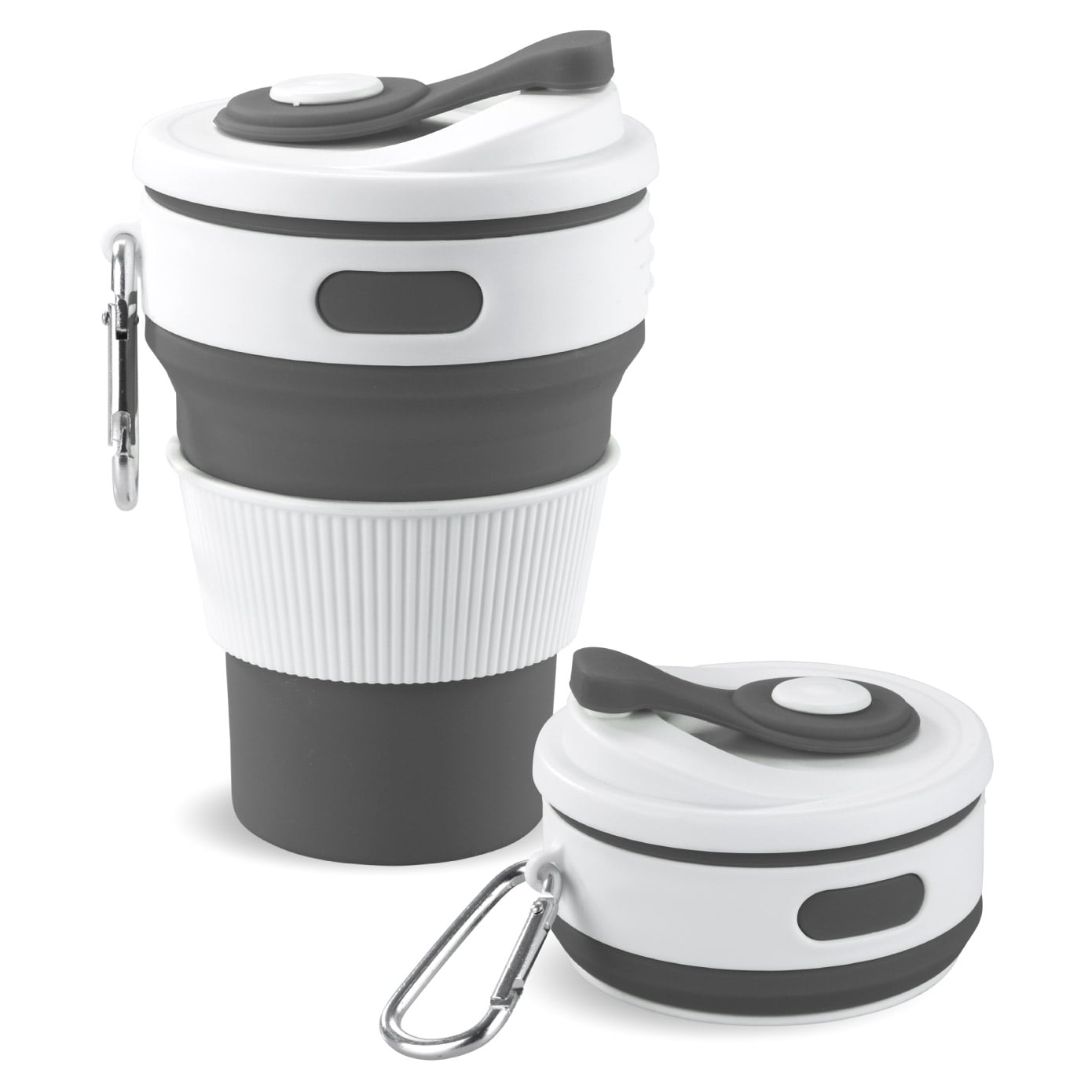 Faltbarer Silikon Coffee-to-go-Becher, 2er Set Faltbarer Silikon Coffee-to-go-Becher, 2er Set