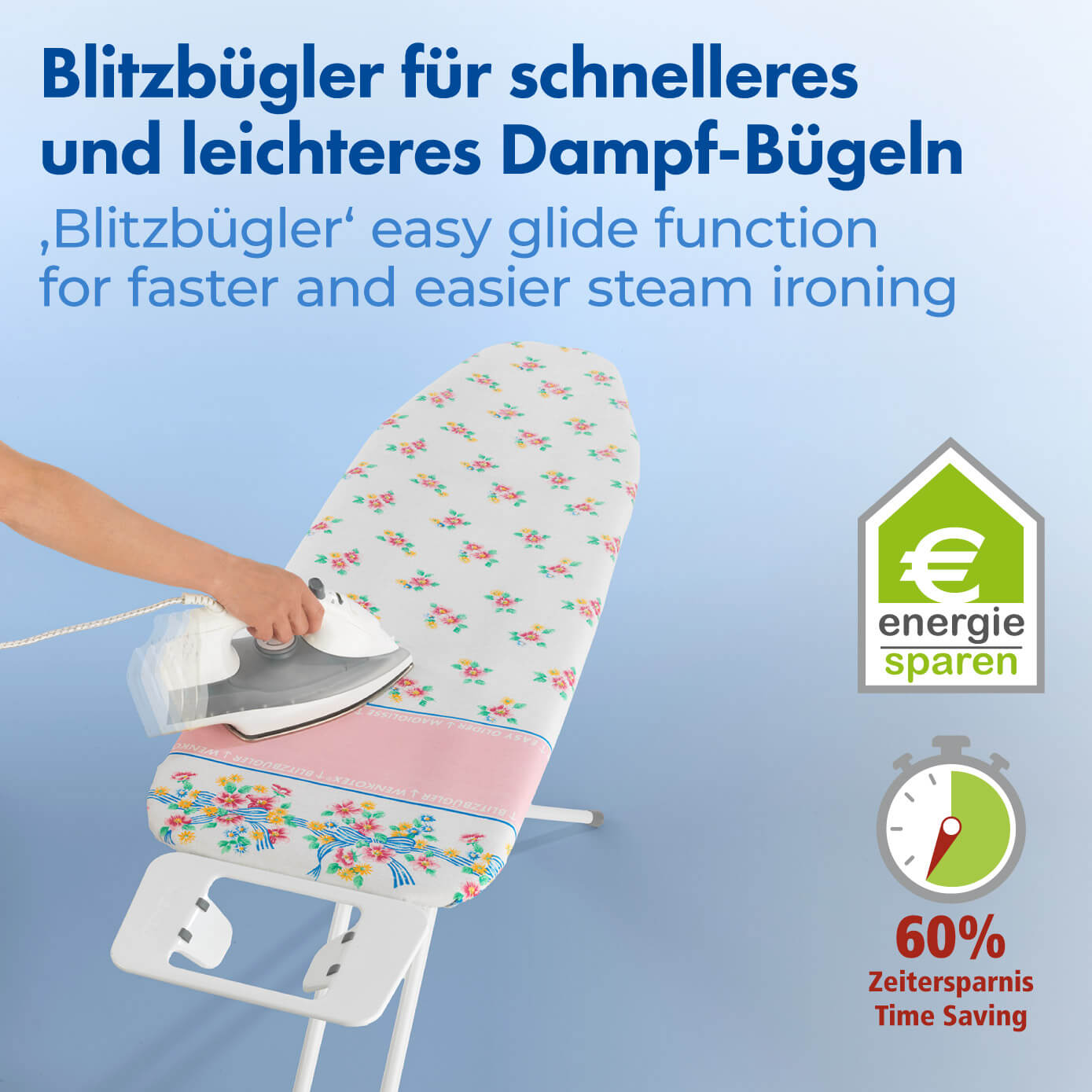 Blitzbügler-Bügeltischbezug Blütenpracht, 128 x 54 cm Blitzbügler-Bügeltischbezug Blütenpracht, 128 x 54 cm