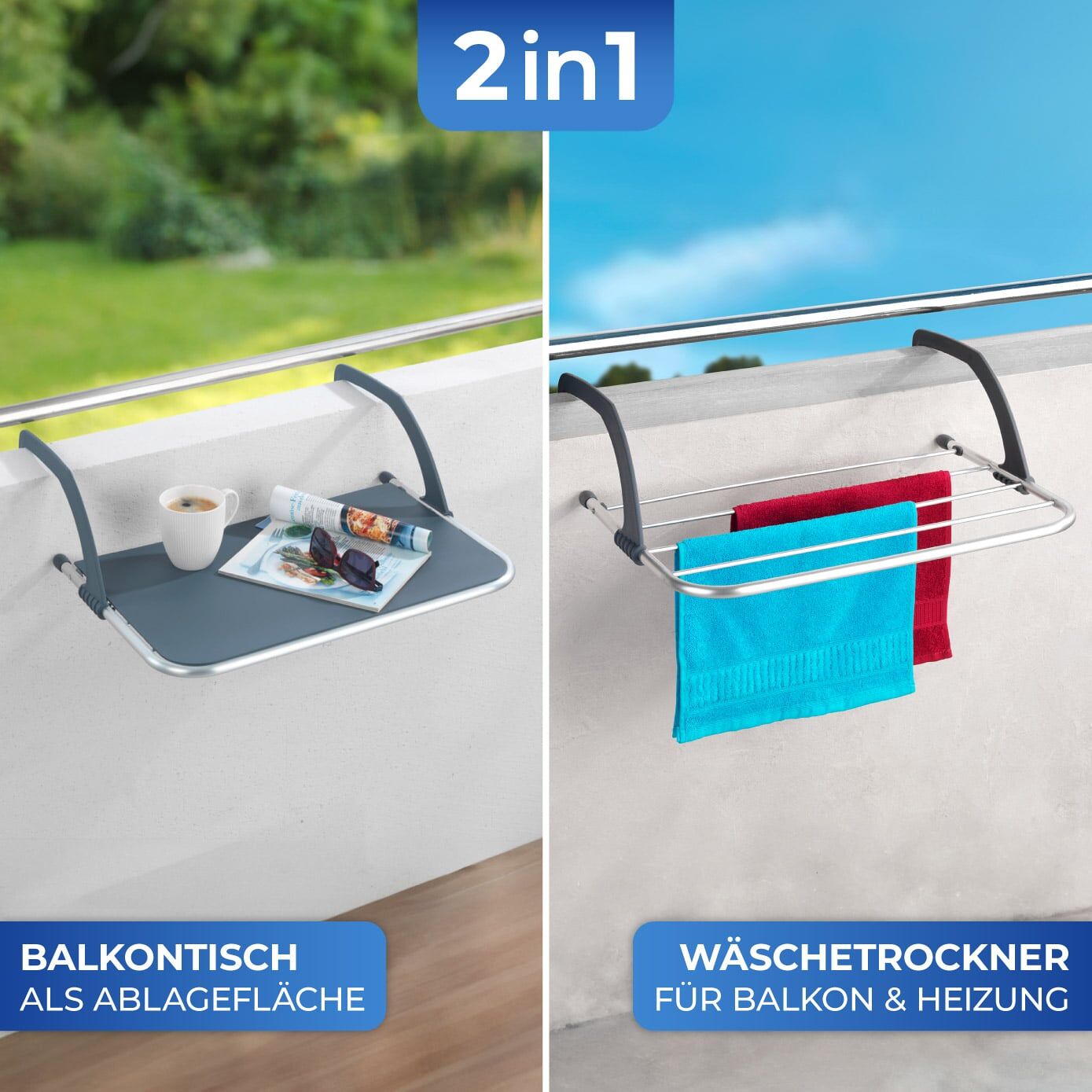 Balkon-Hängetisch 2in1