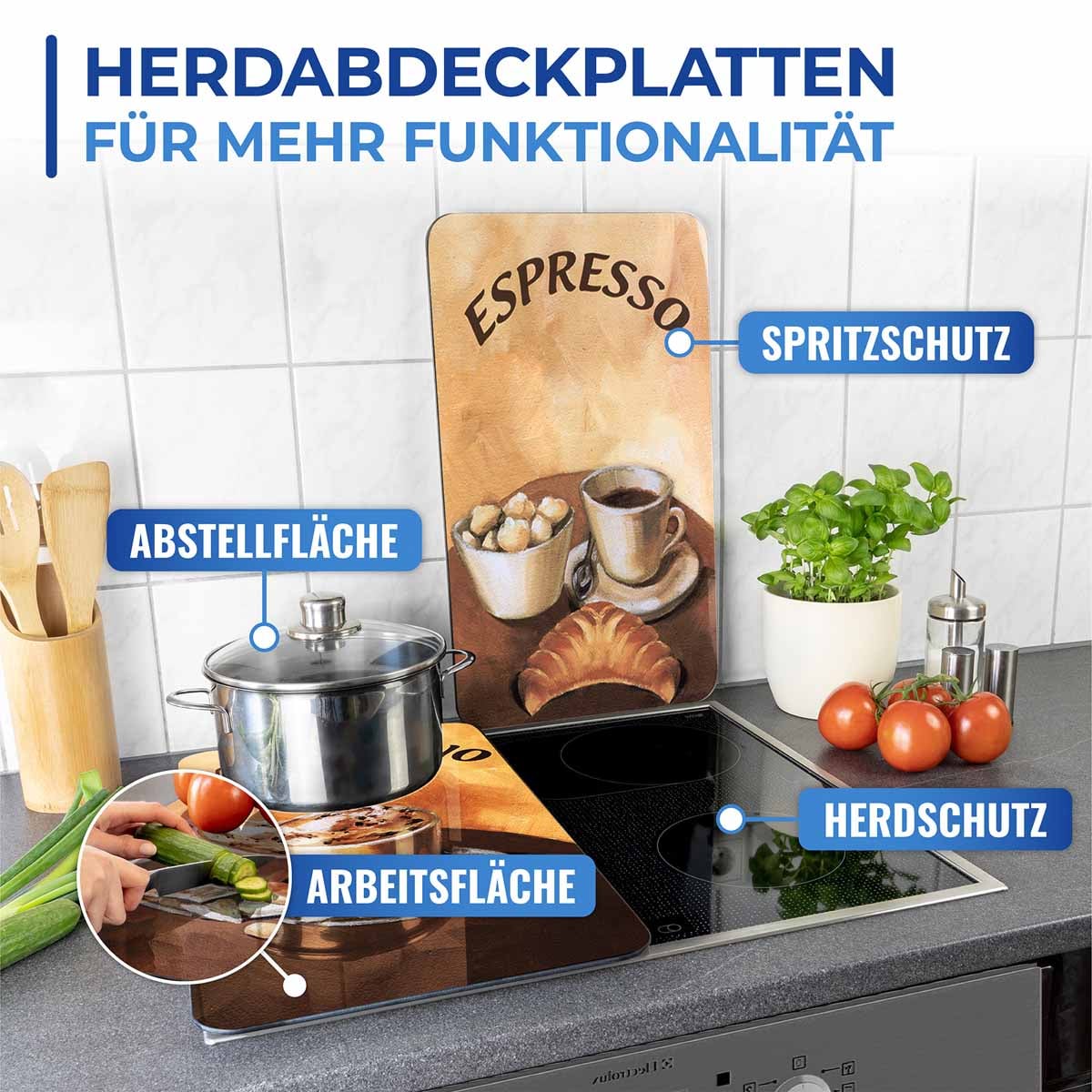 Herdabdeckplatte Universal Kaffee 2er Set, für alle Herdarten Herdabdeckplatte Universal Kaffee 2er Set, für alle Herdarten