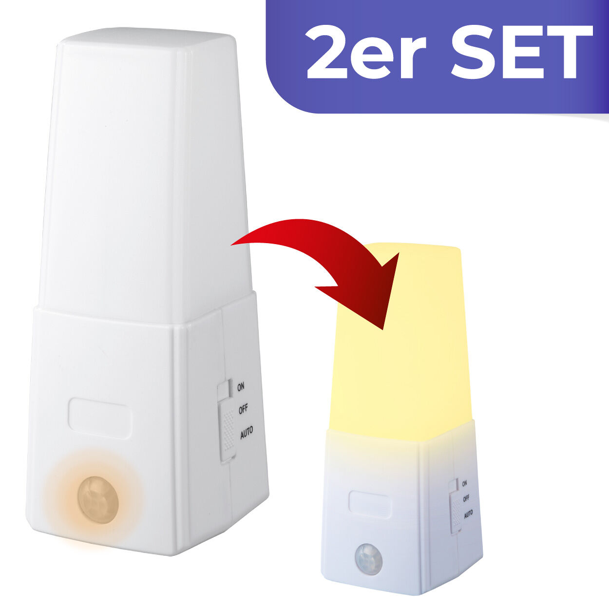 LED Nachtlicht mit Bewegungssensor 2er LED Nachtlicht mit Bewegungssensor 2er