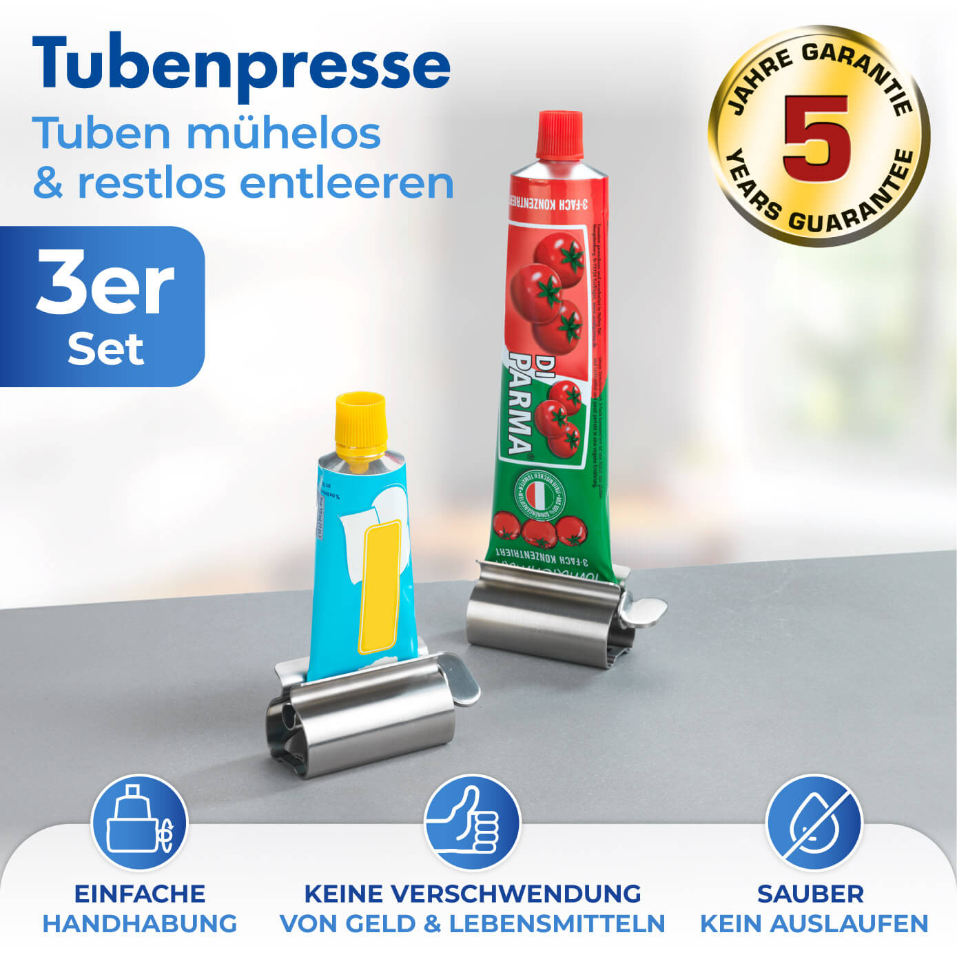Tubenpresse EDELSTAHL 3er Tubenpresse EDELSTAHL 3er