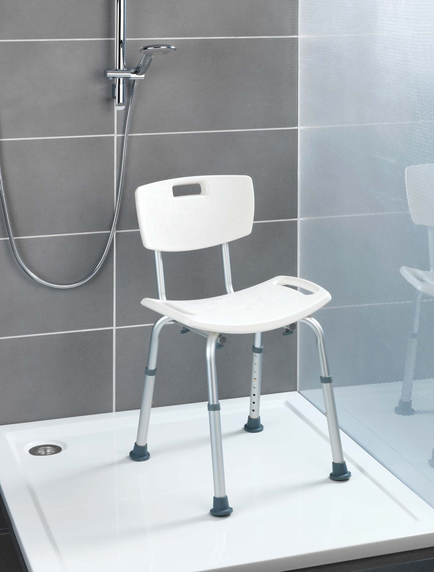 Badhocker mit Rückenlehne Secura, bis 130 kg Tragkraft Badhocker mit Rückenlehne Secura, bis 130 kg Tragkraft