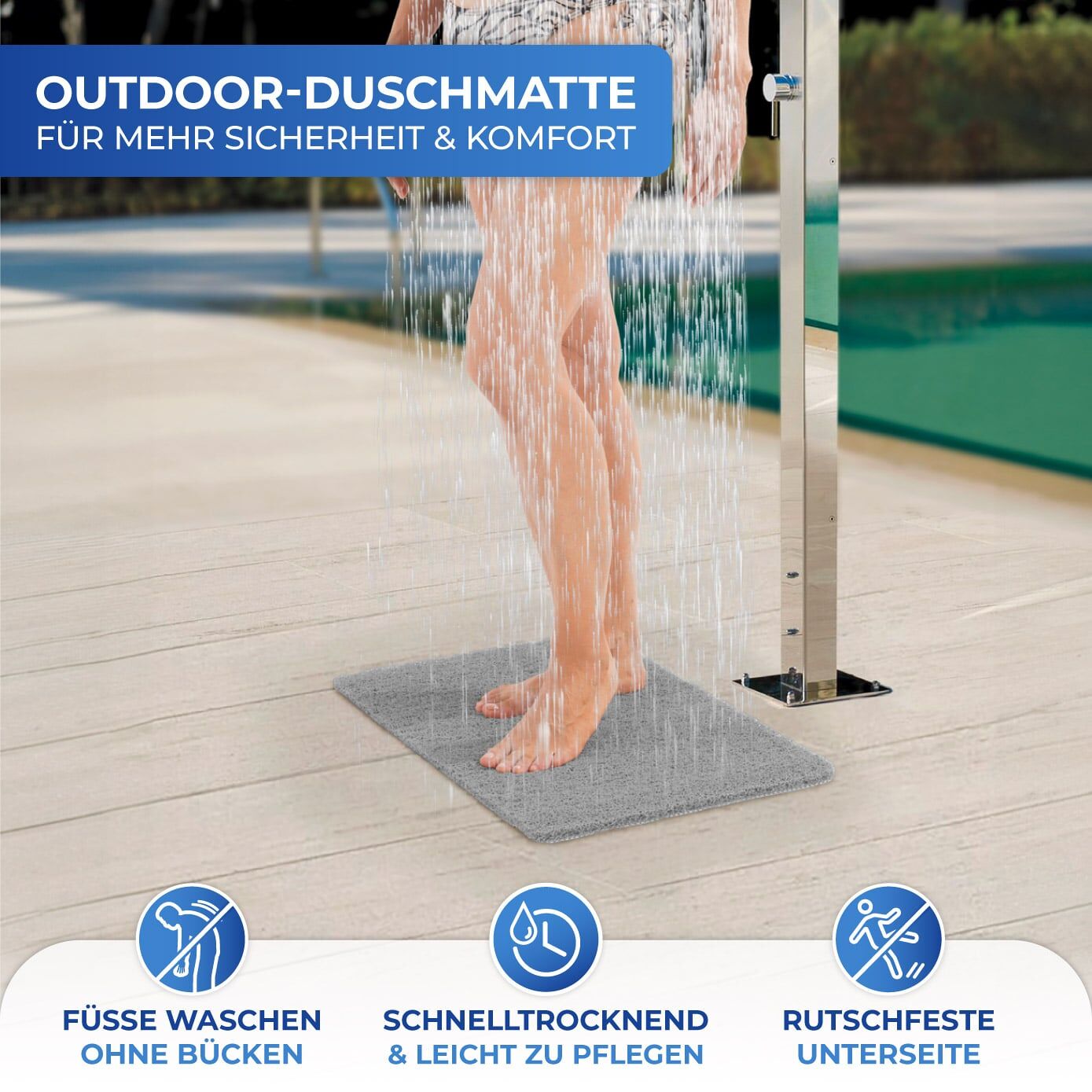 Wellness Duschmatte Outdoor, grau 60x40 cm Wellness Duschmatte Outdoor, grau 60x40 cm
