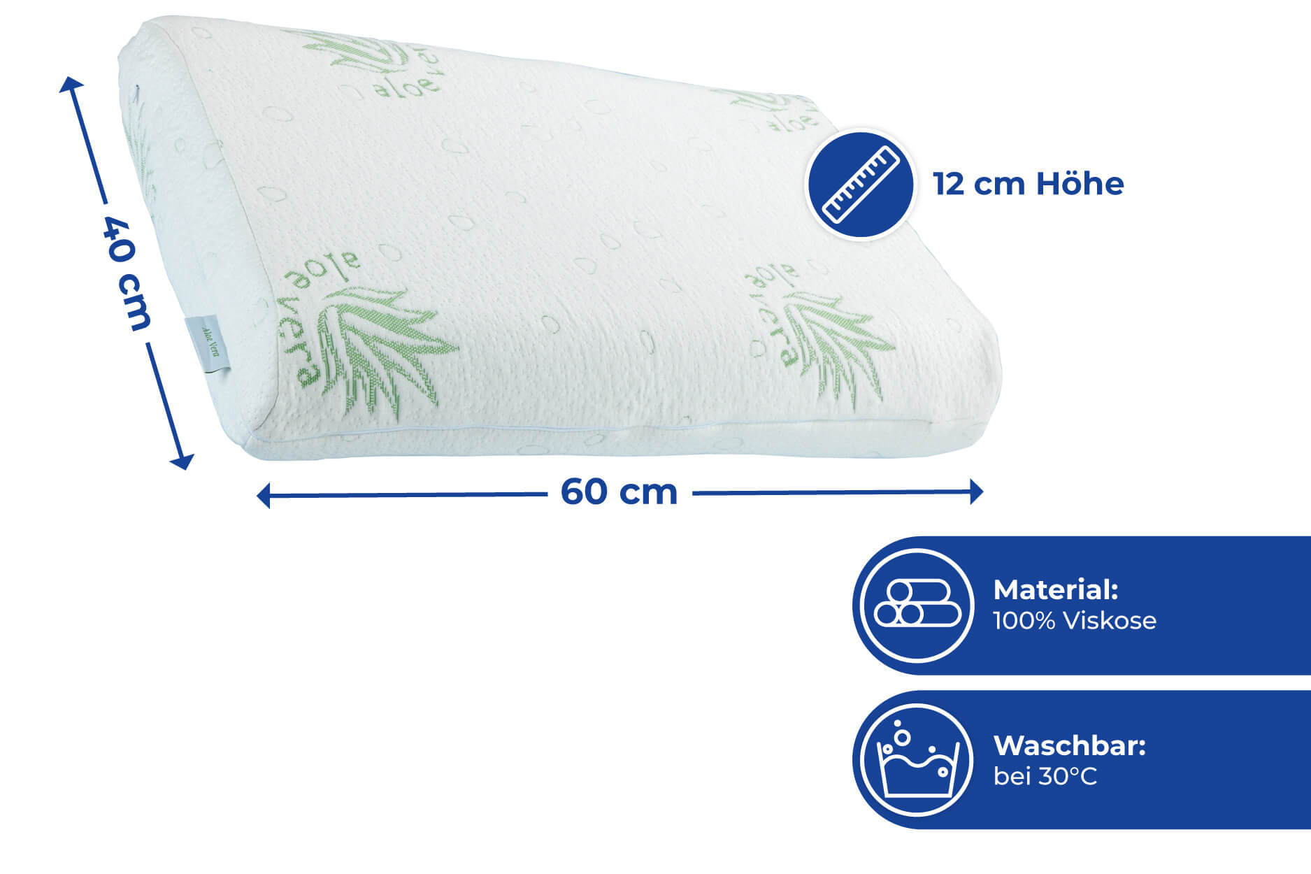Kissen-Ersatzbezug Aloe-Vera, 40 x 6 0 x12 cm Kissen-Ersatzbezug Aloe-Vera, 40 x 6 0 x12 cm