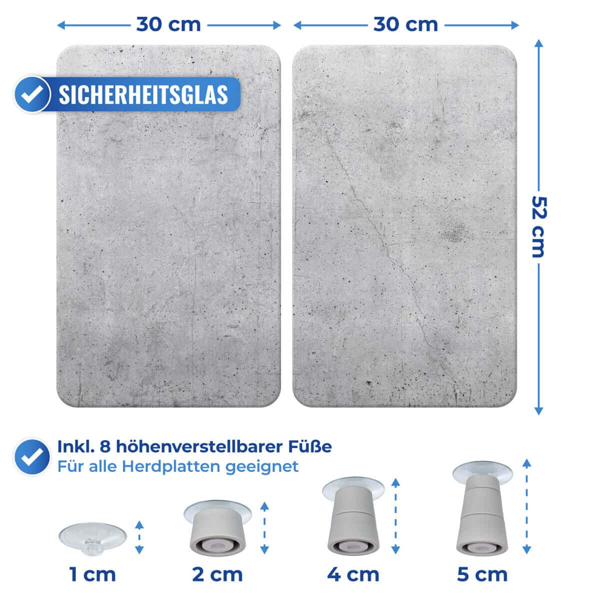 Herdabdeckplatten Universal Beton 2er Set, für alle Herdarten Herdabdeckplatten Universal Beton 2er Set, für alle Herdarten