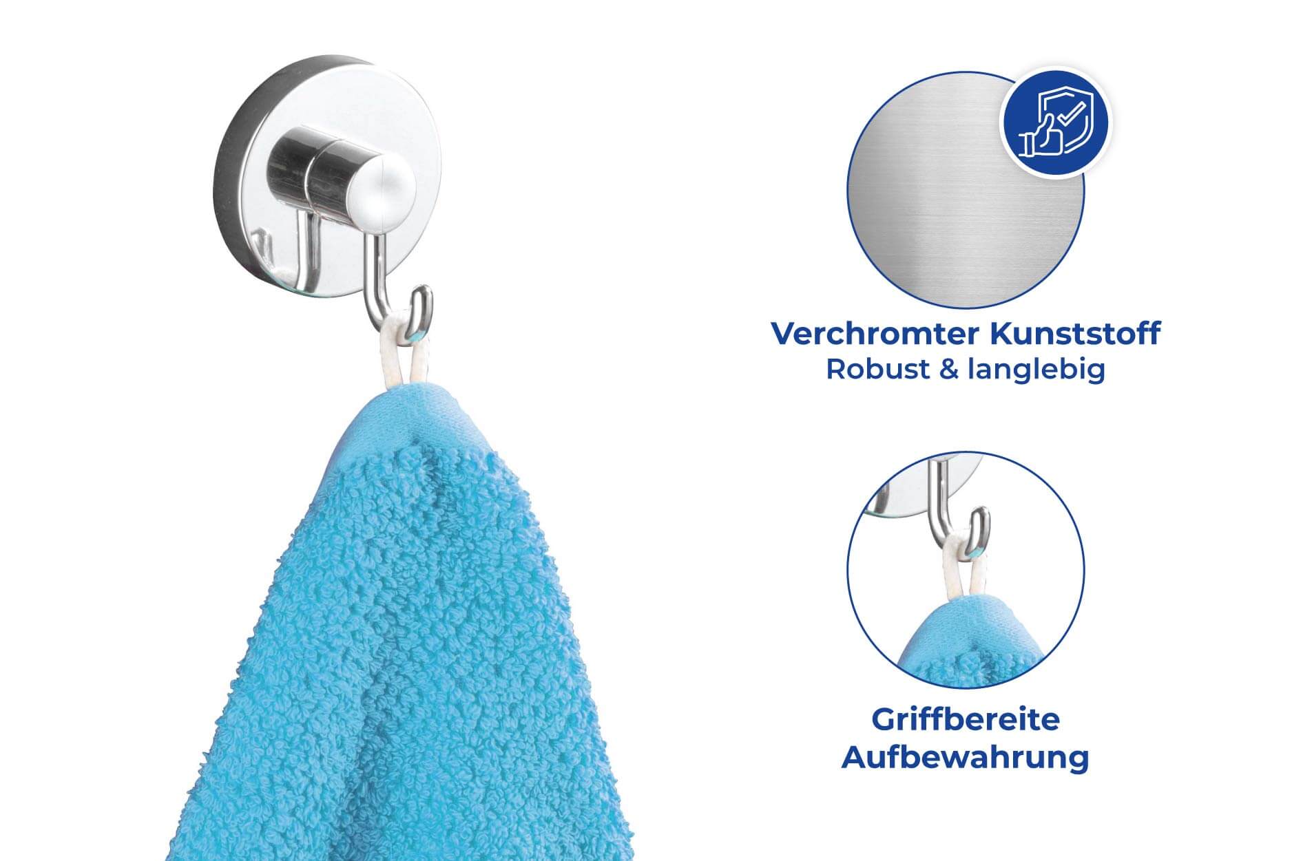 Vacuum-Loc® Haken 2er Set, Befestigung ohne bohren
