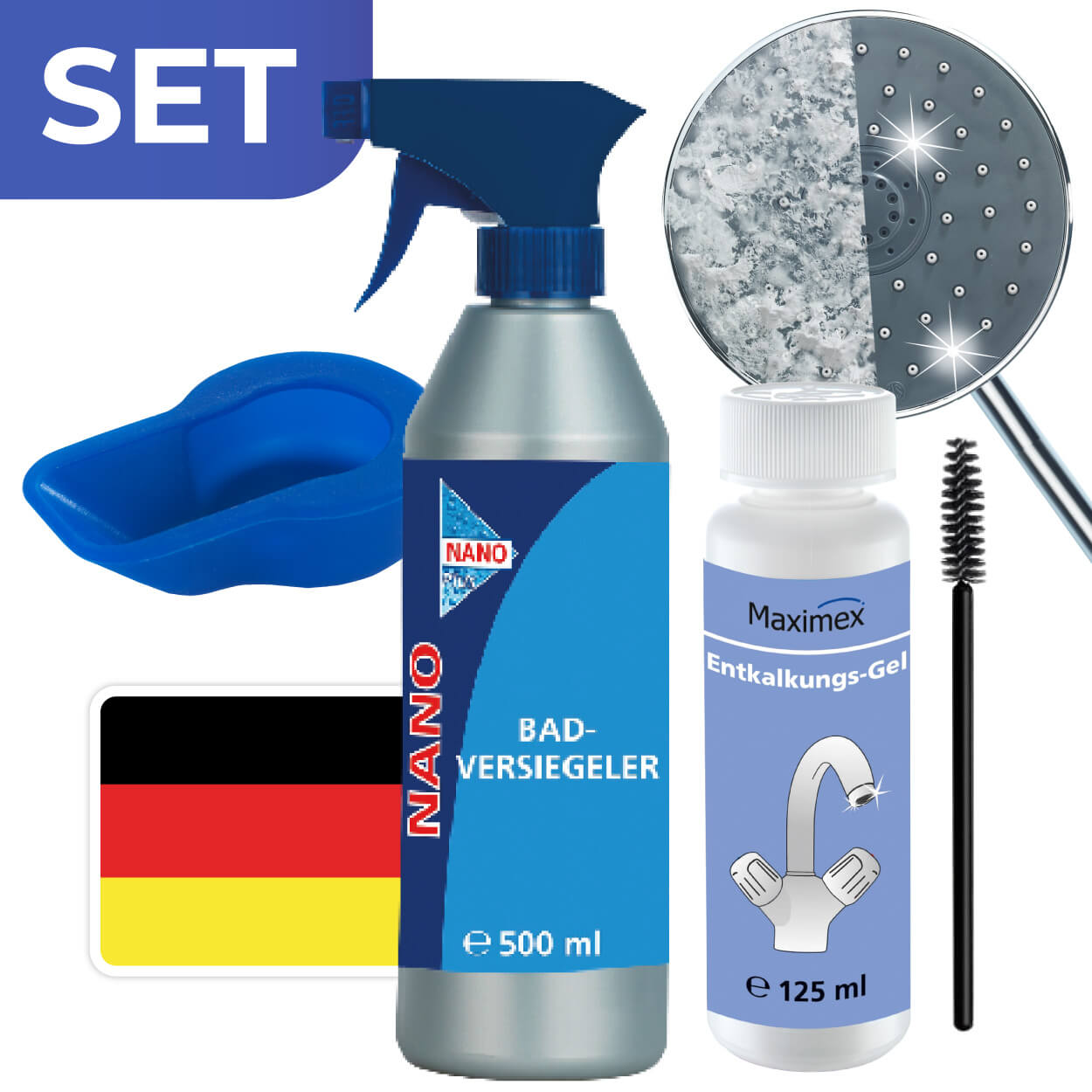 Anti-Kalk Spezial Set für das ganze Badezimmer, 3 teilig