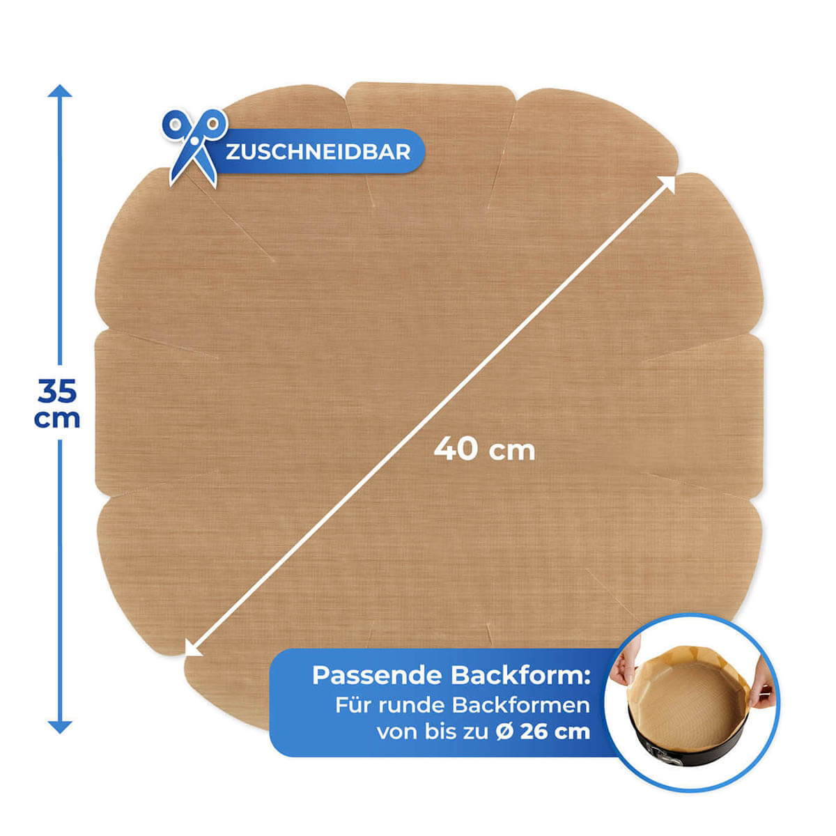 Antihaft-Backform-Zuschnitt 4tlg Antihaft-Backform-Zuschnitt 4tlg