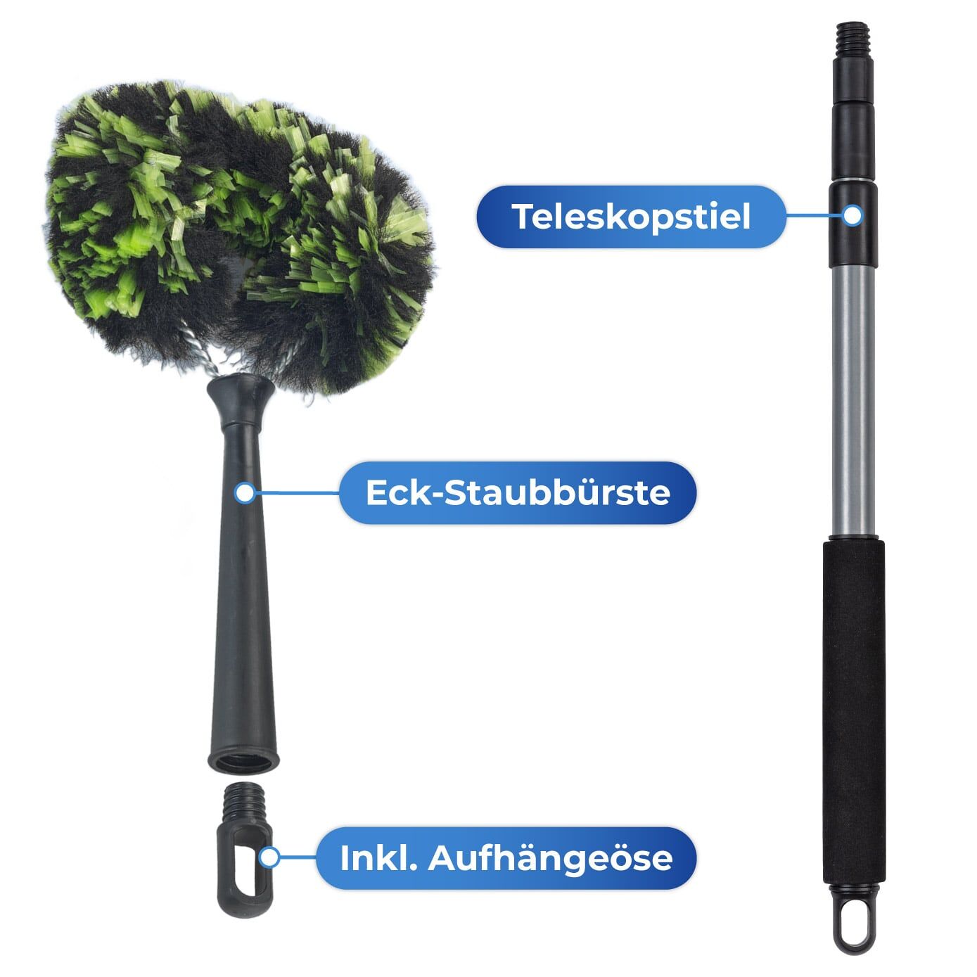 Eck-Staubbürste inkl. Teleskopstiel 3in1 Eck-Staubbürste inkl. Teleskopstiel 3in1