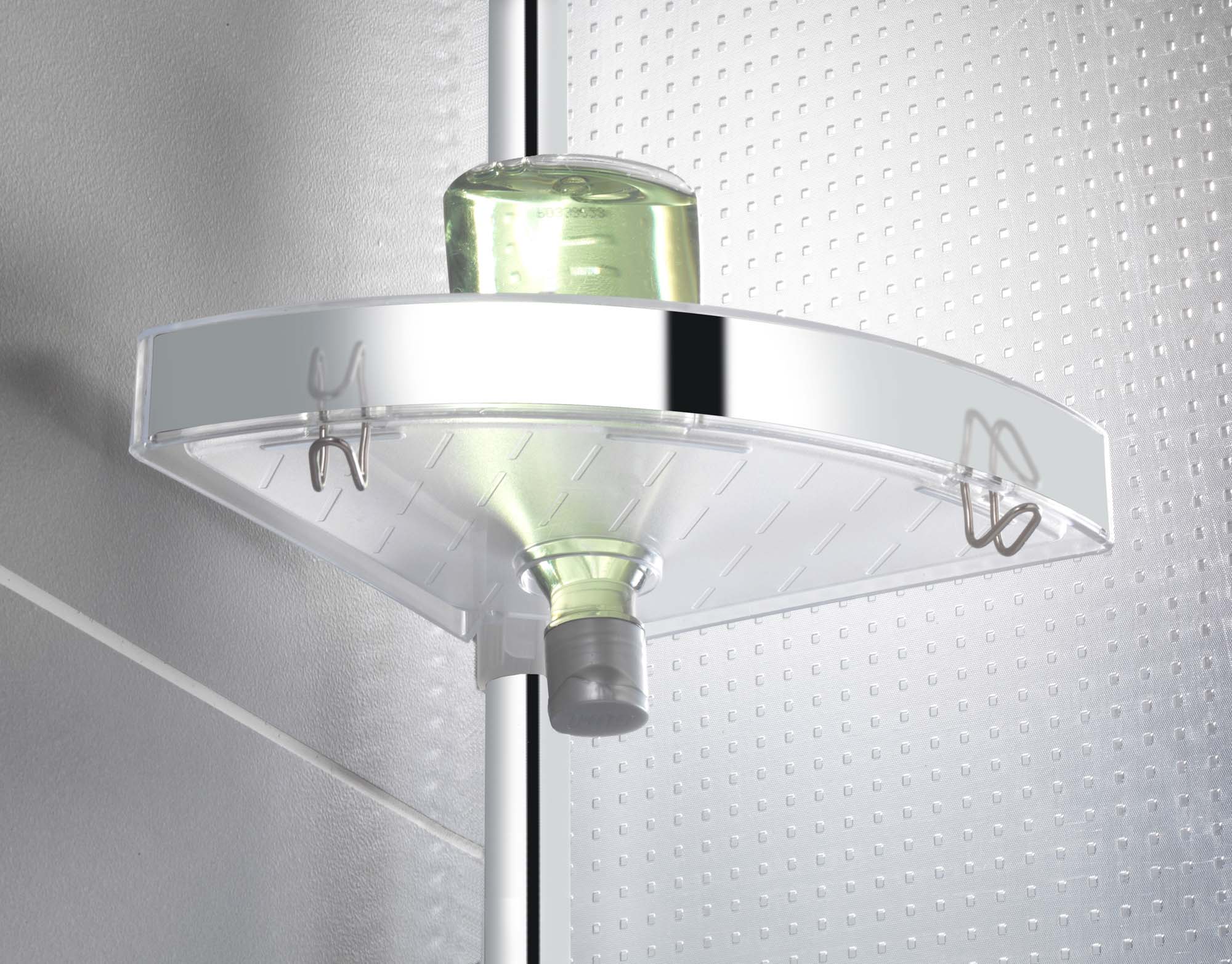 Teleskop Duschecke Premium glänzend, mit 3 Ablagen und Spiegel Teleskop Duschecke Premium glänzend, mit 3 Ablagen und Spiegel