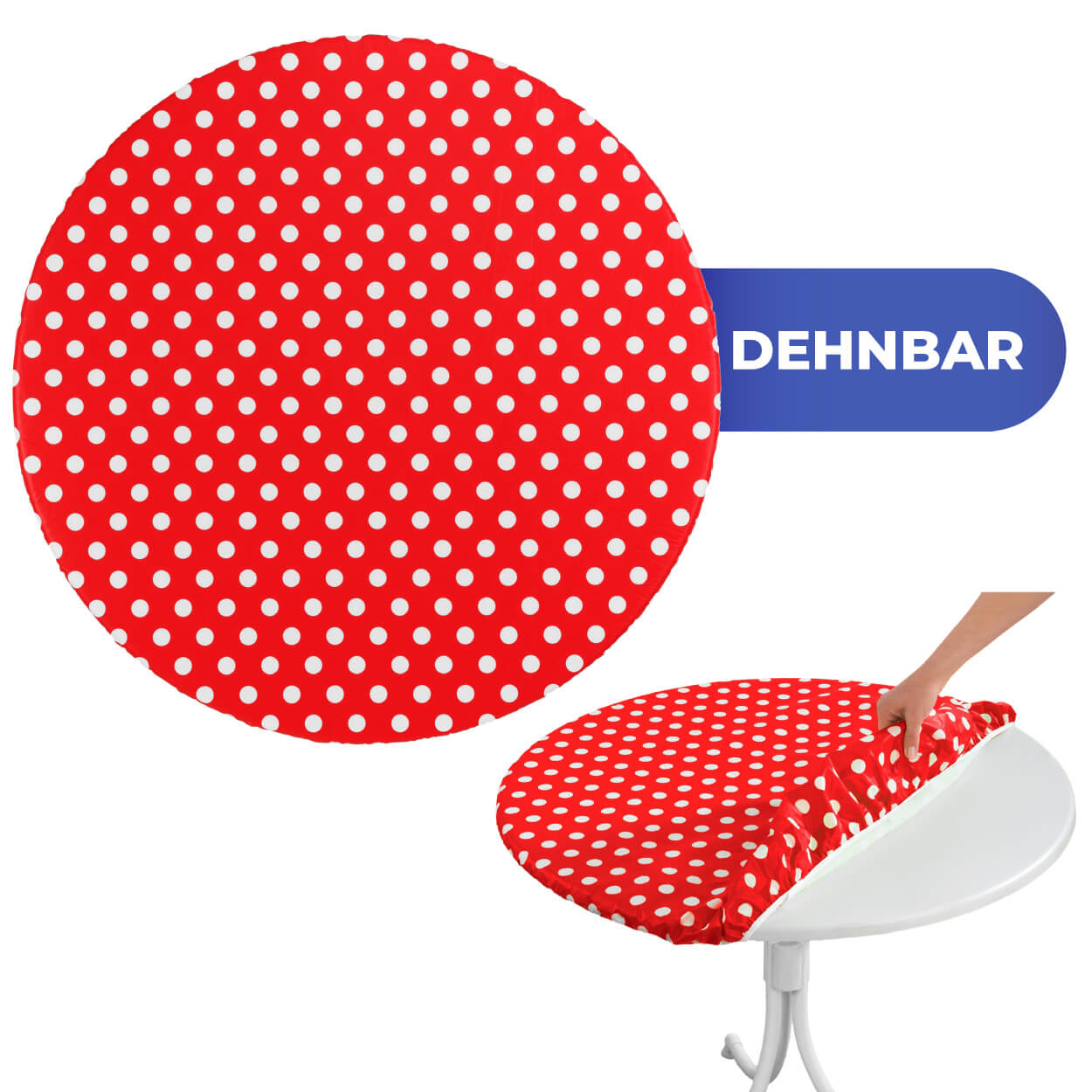 Spann-Tischdecke Rot, gepunktet Spann-Tischdecke Rot, gepunktet