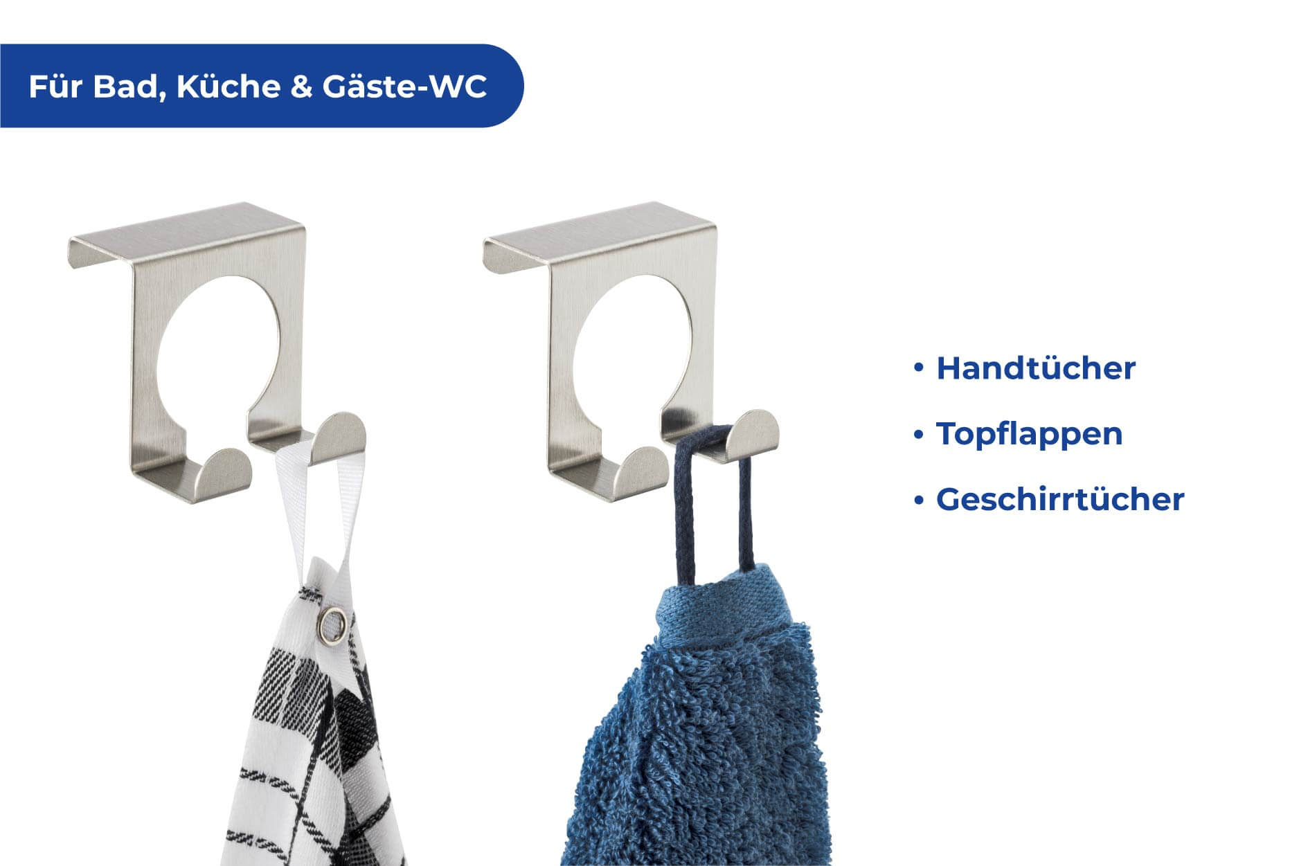 Tür-Doppelhaken, Edelstahl, 2er-Set Tür-Doppelhaken, Edelstahl, 2er-Set