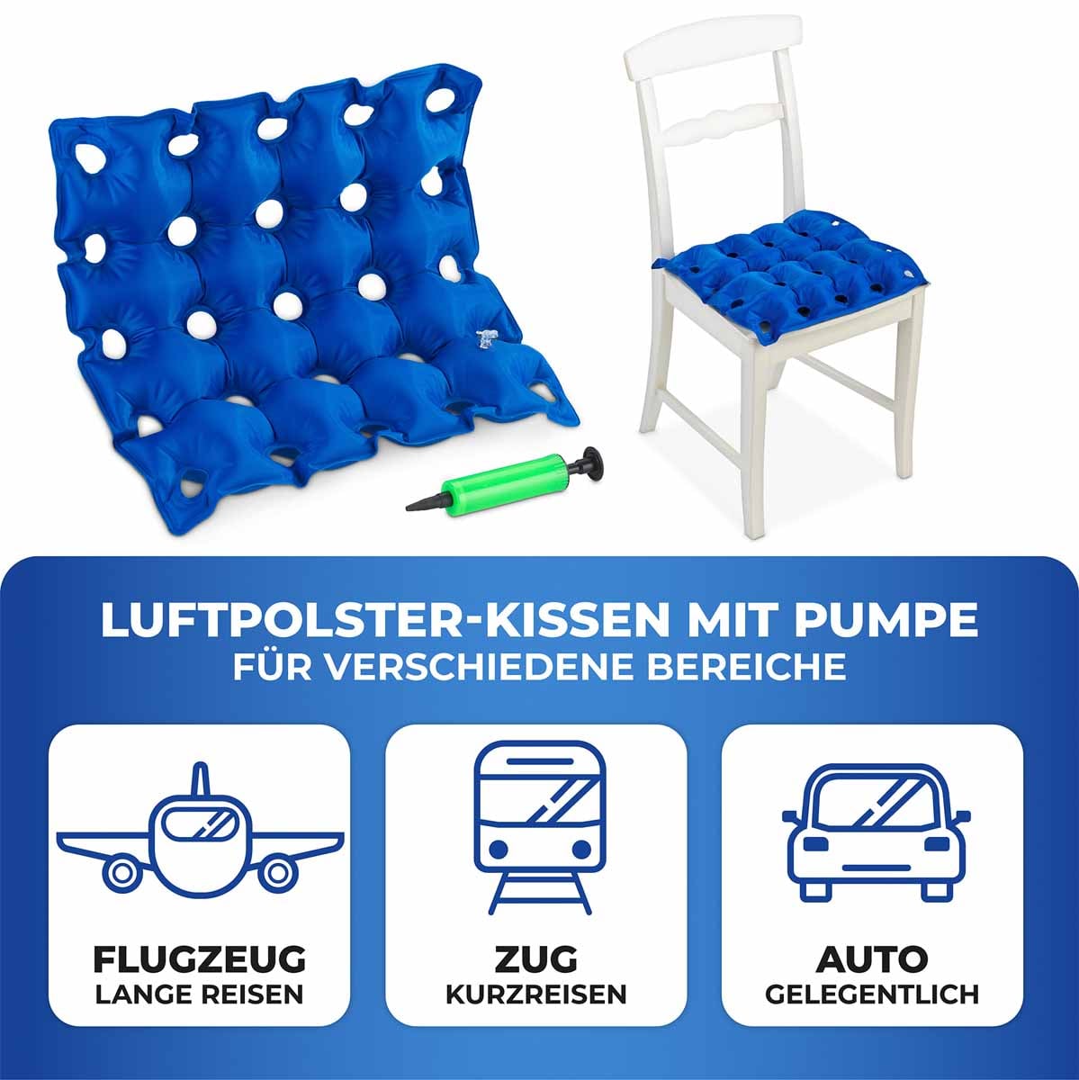 Luftpolster-Sitzkissen inkl. Pumpe