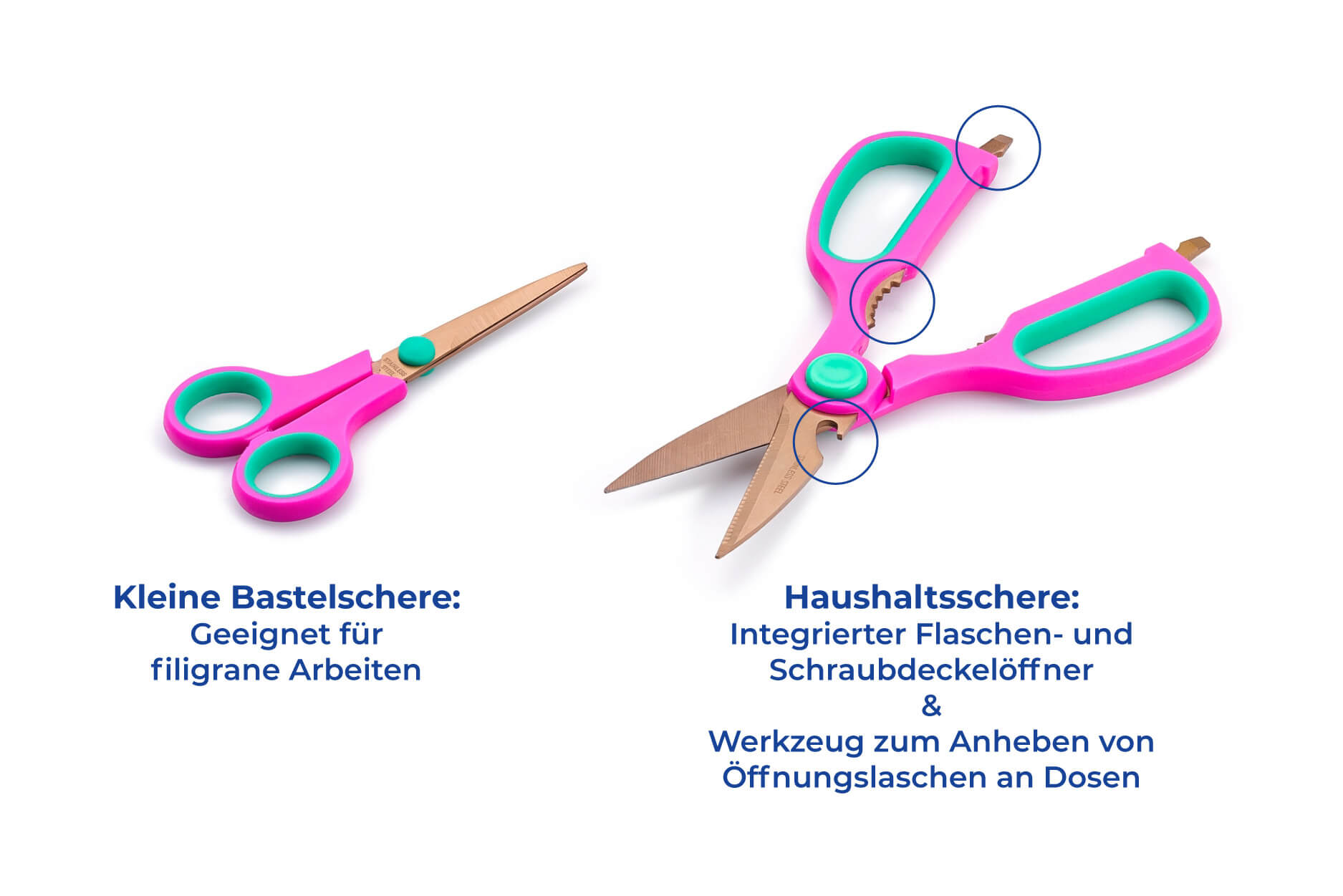 Maximex Scheren & Set, für 5-tlg Links- Rechtshänder, rostfrei, pink