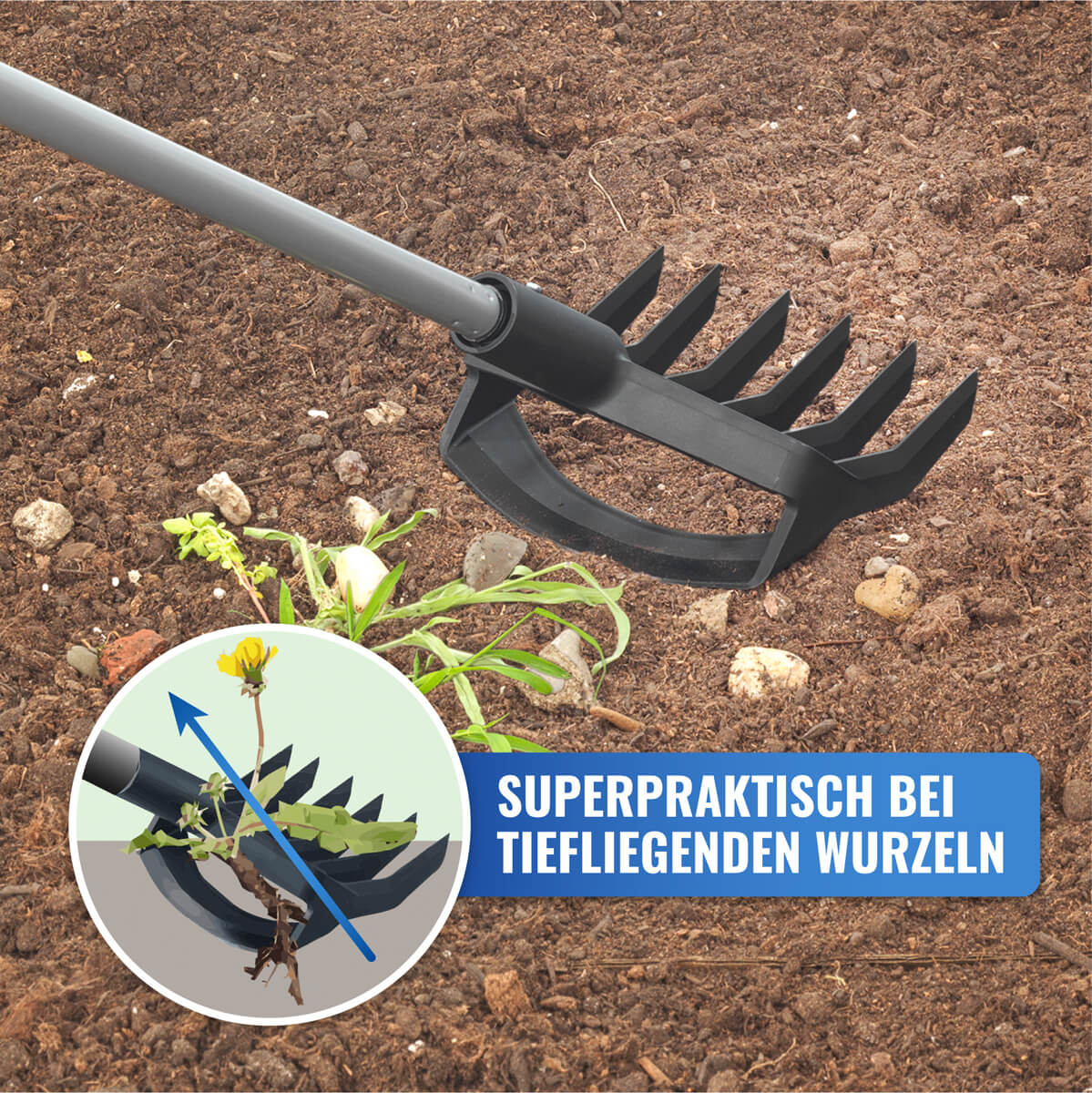 Gartenhacke & Kultivator mit Teleskopstiel 2in1