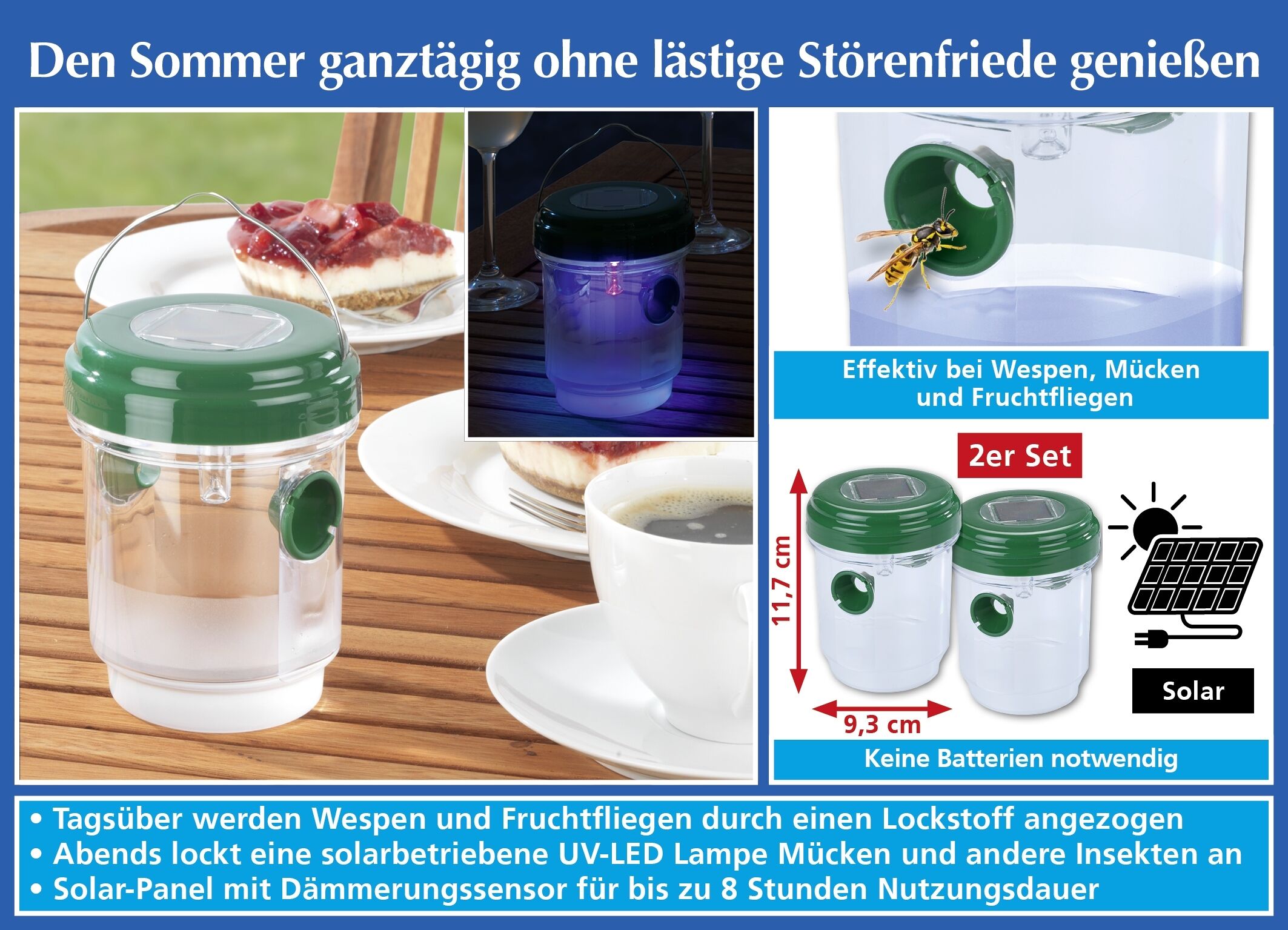 LED Solar-Insektenfalle 2er Set