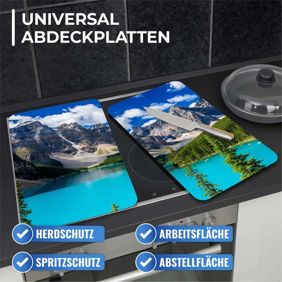Herdabdeckplatte Universal Bergsee 2er Set, für alle Herdarten