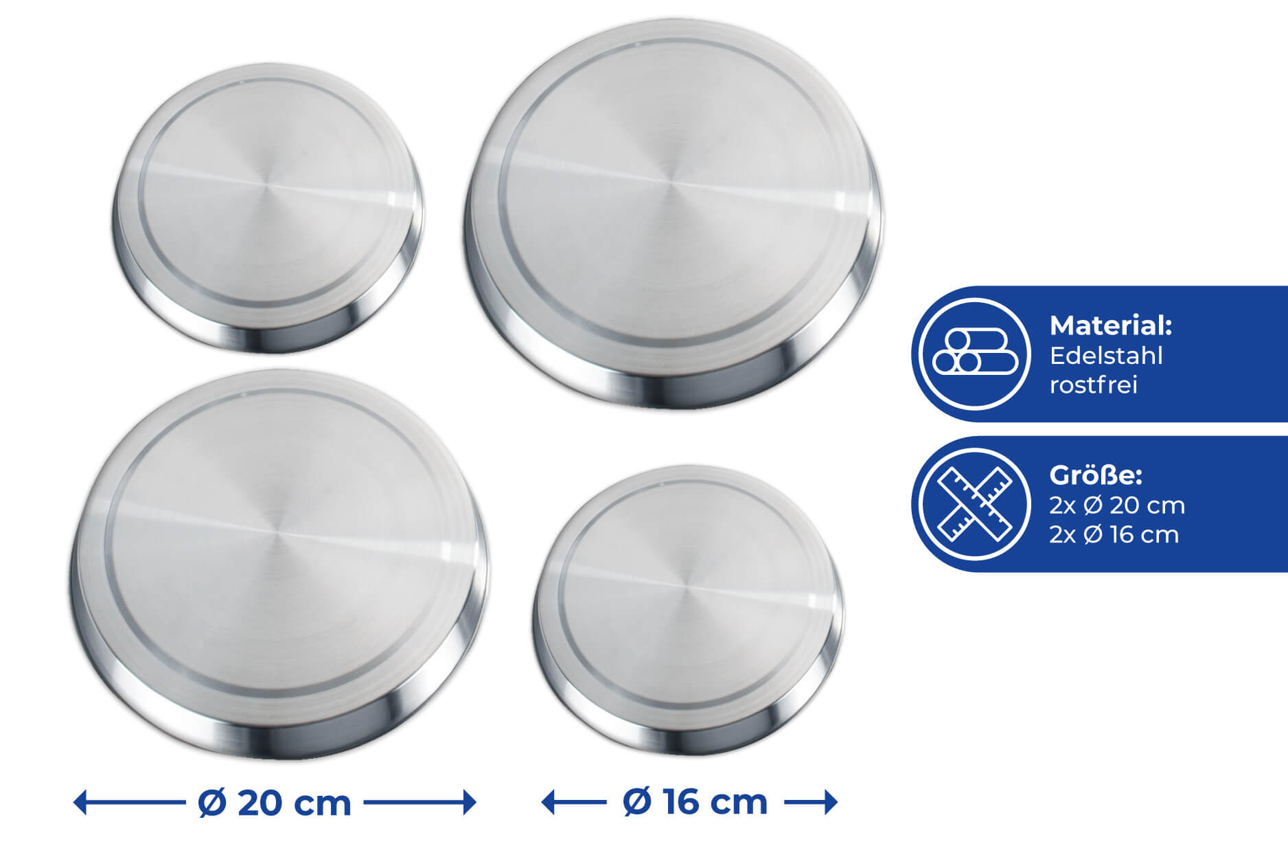 Herd-Abdeckplatten Edelstahl 4er Set, rostfrei