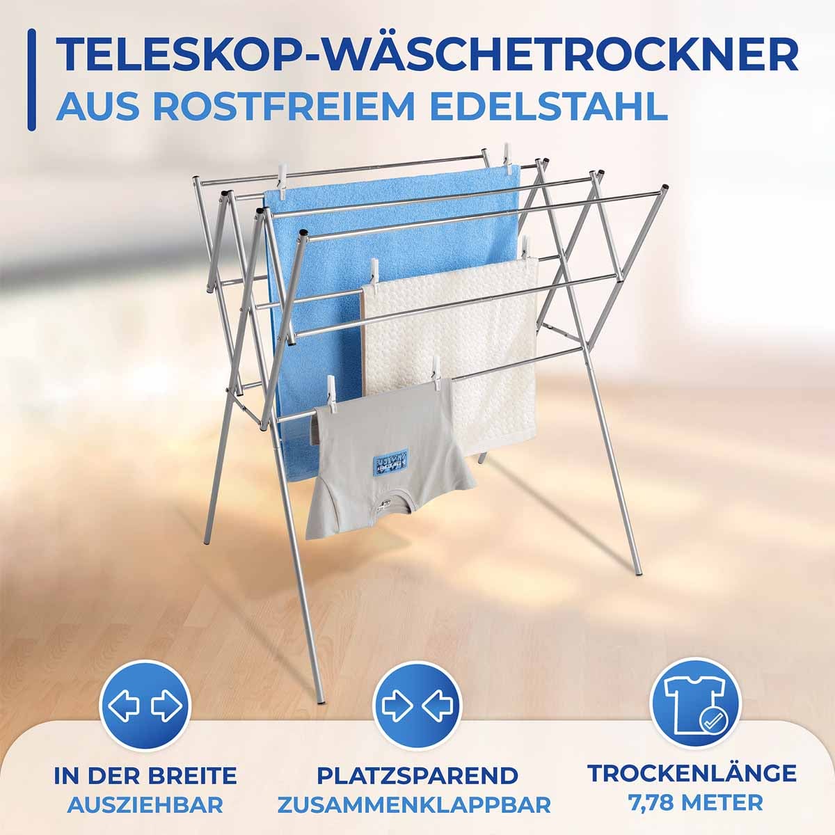 Teleskop-Wäschetrockner Edelstahl