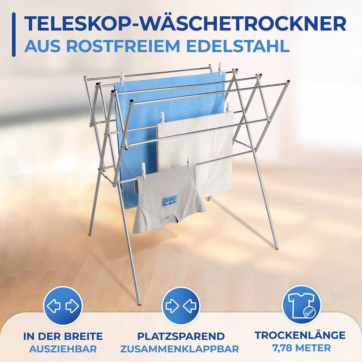 Teleskop-Wäschetrockner Edelstahl Teleskop-Wäschetrockner Edelstahl