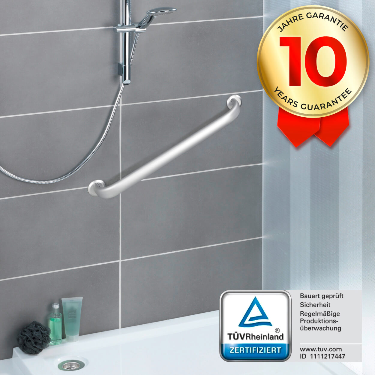 Wandhaltegriff Secura Premium 63 cm, bis 120 kg belastbar