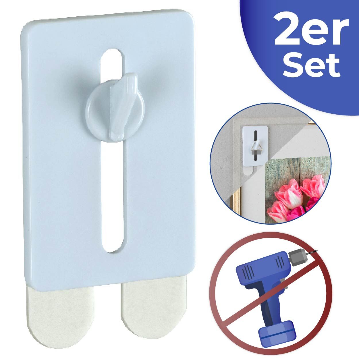 Strip-it® Selbstklebender Nagel 2er Set, selbstklebende Wandhaken